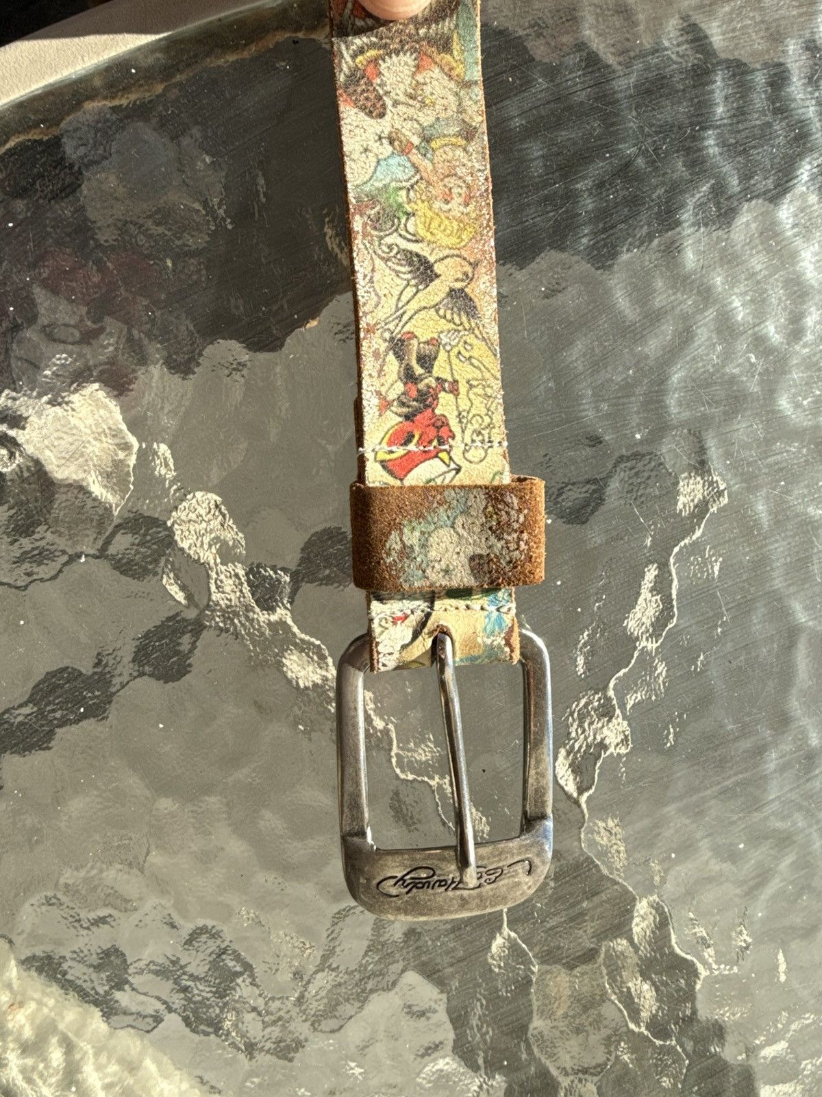 Ed Hardy Vintage-Style Leather Belt – Tattoo Print – 110 cm Size ONE SIZE - 3 Thumbnail