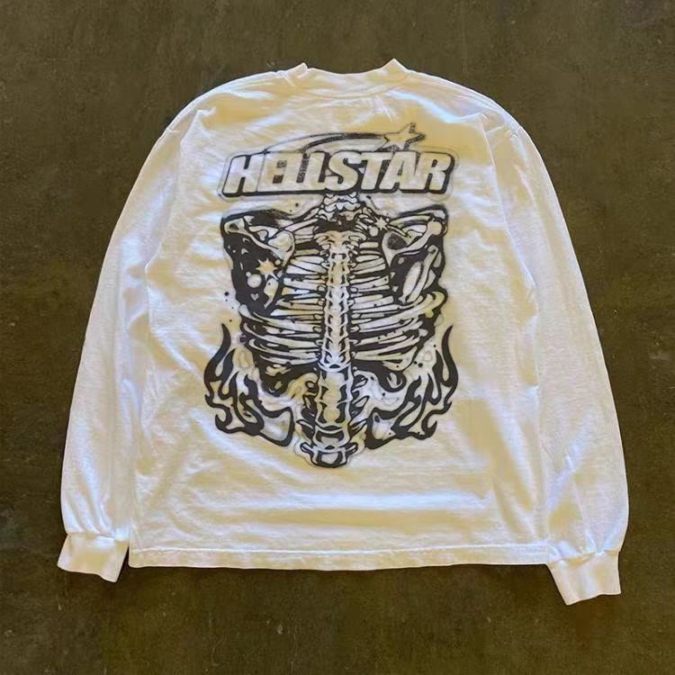 Vintage White casual retro bone print long-sleeved t-shirt Size US M / EU 48-50 / 2 - 2 Thumbnail