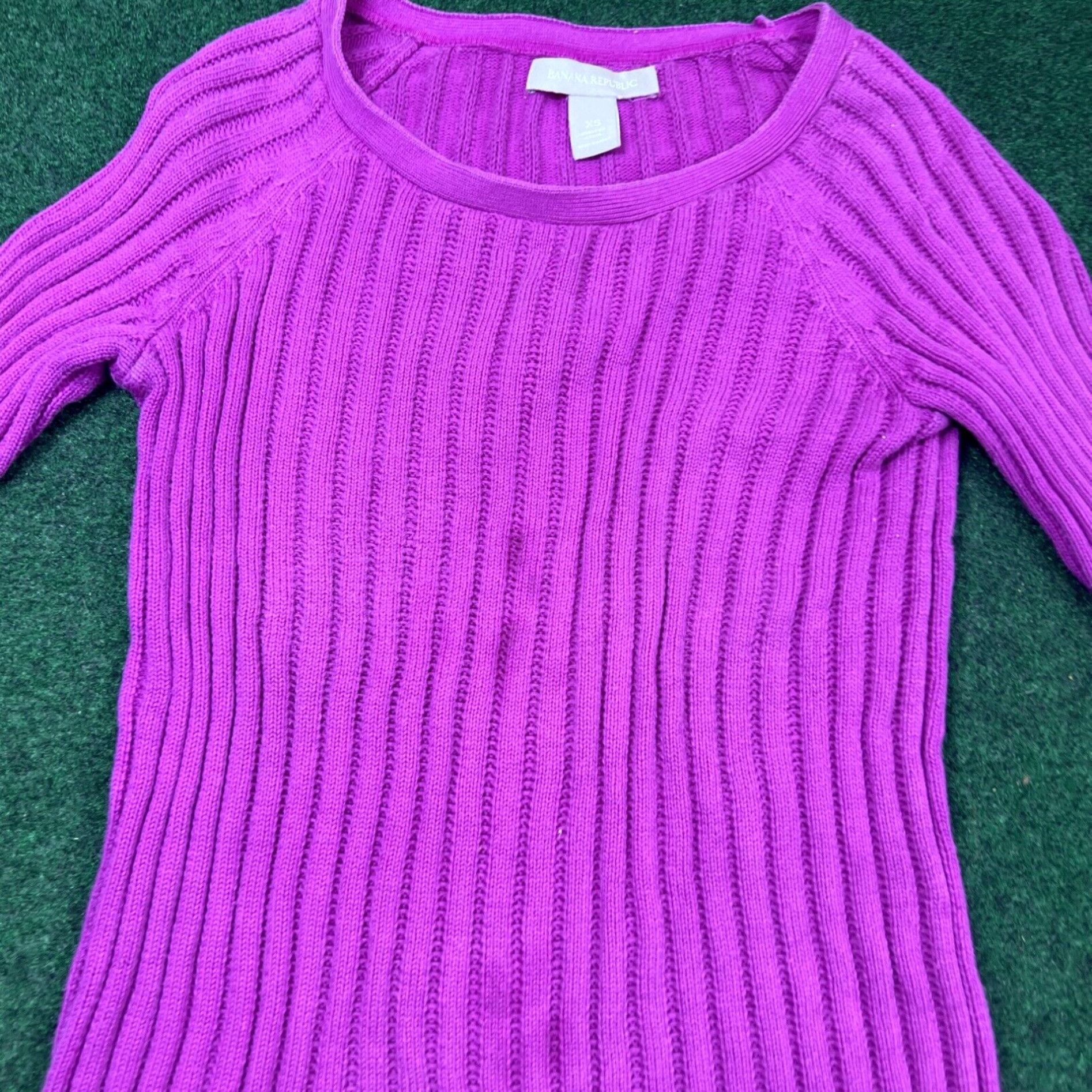 Banana Republic Banana Republic Sweater Pullover Cotton Size XS Cable Knit Ribbed Purple Size XS / US 0-2 / IT 36-38 - 4 Thumbnail