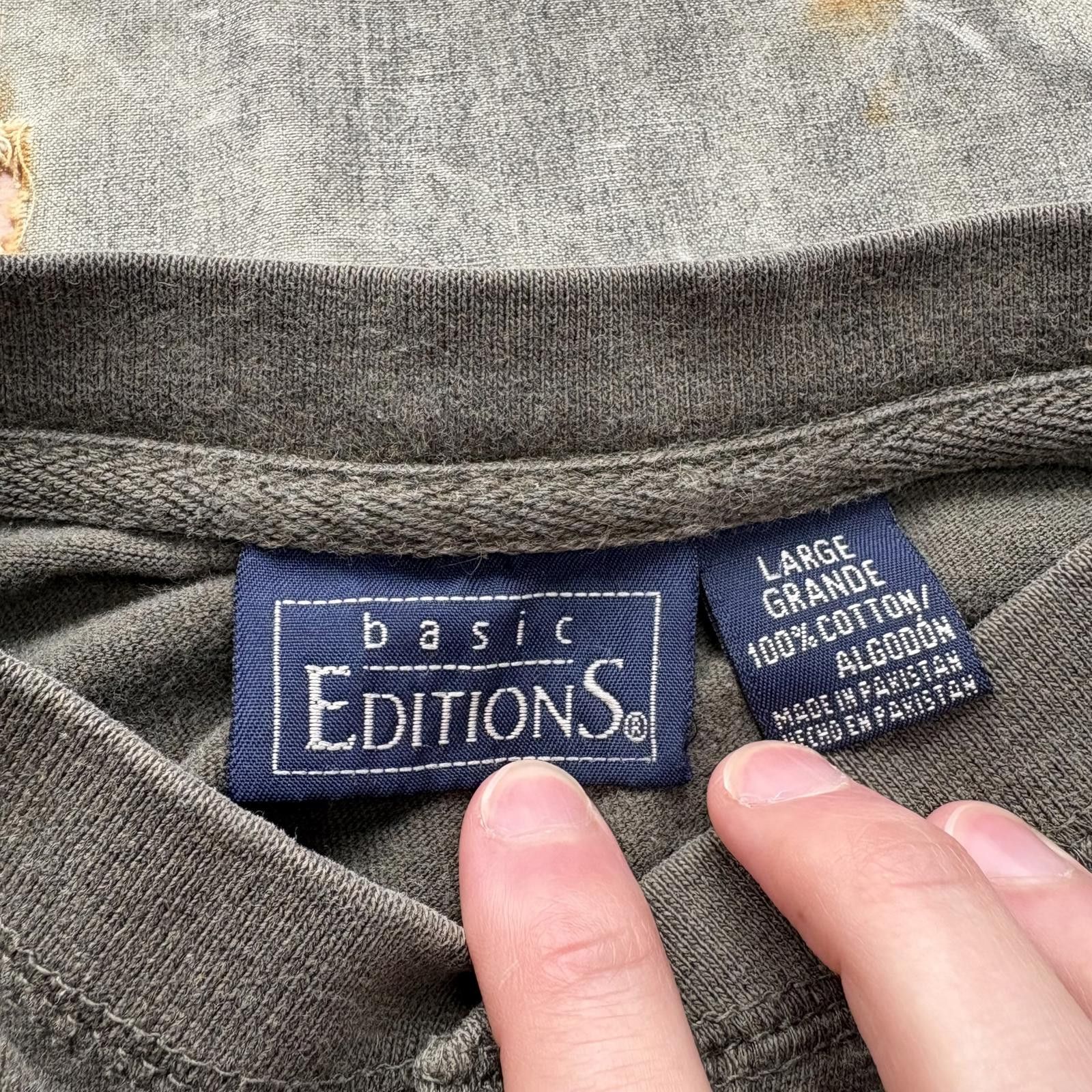 Basic Editions Vintage 90s Y2K Olive Moss Green Grunge Skater Henley Shirt Size US L / EU 52-54 / 3 - 2 Thumbnail