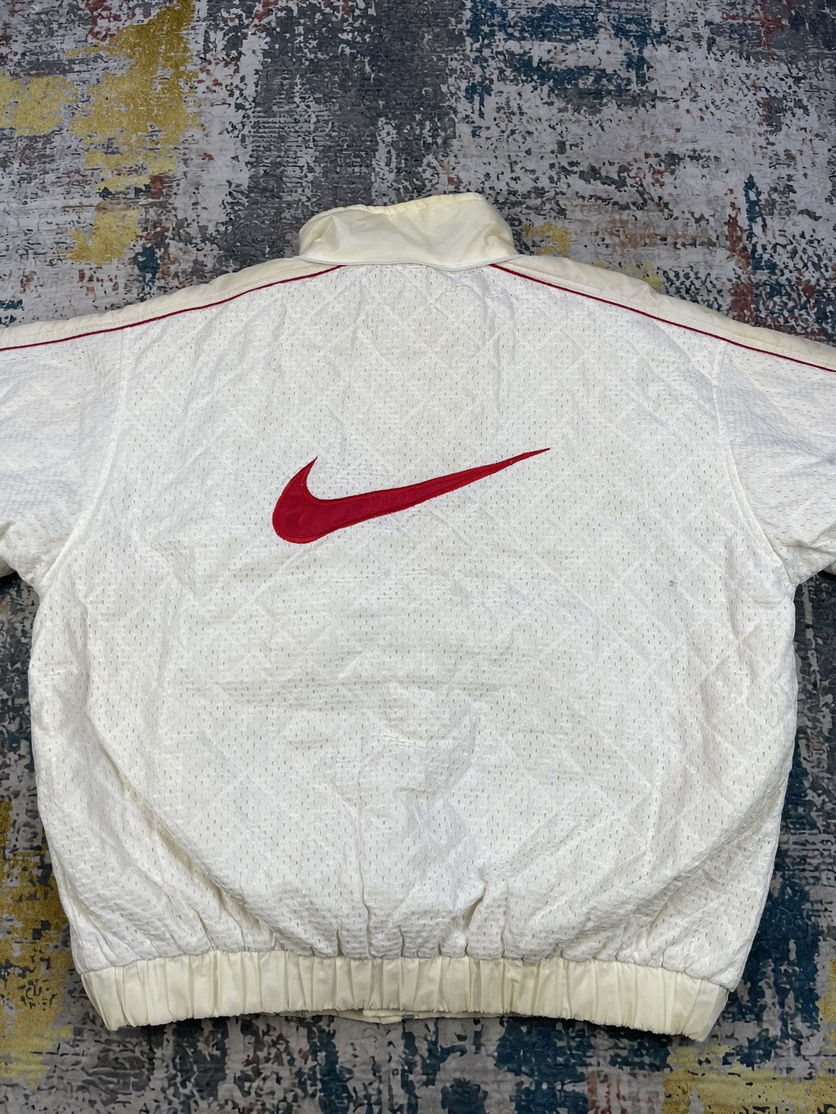 Nike Vtg 90s Nike Big Swoosh White Mesh Redline Size US XL / EU 56 / 4 - 5 Thumbnail
