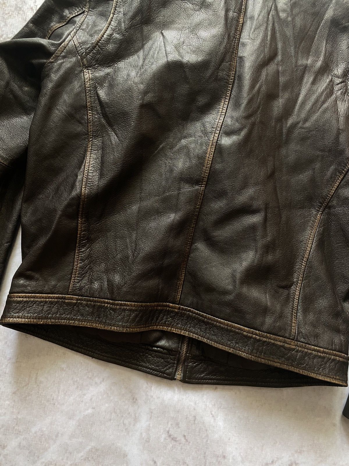 Genuine Leather × Vintage Vintage 90s BIKER MOTO Black FADED Leather Jacket Y2k Hype Size US XL / EU 56 / 4 - 14 Thumbnail