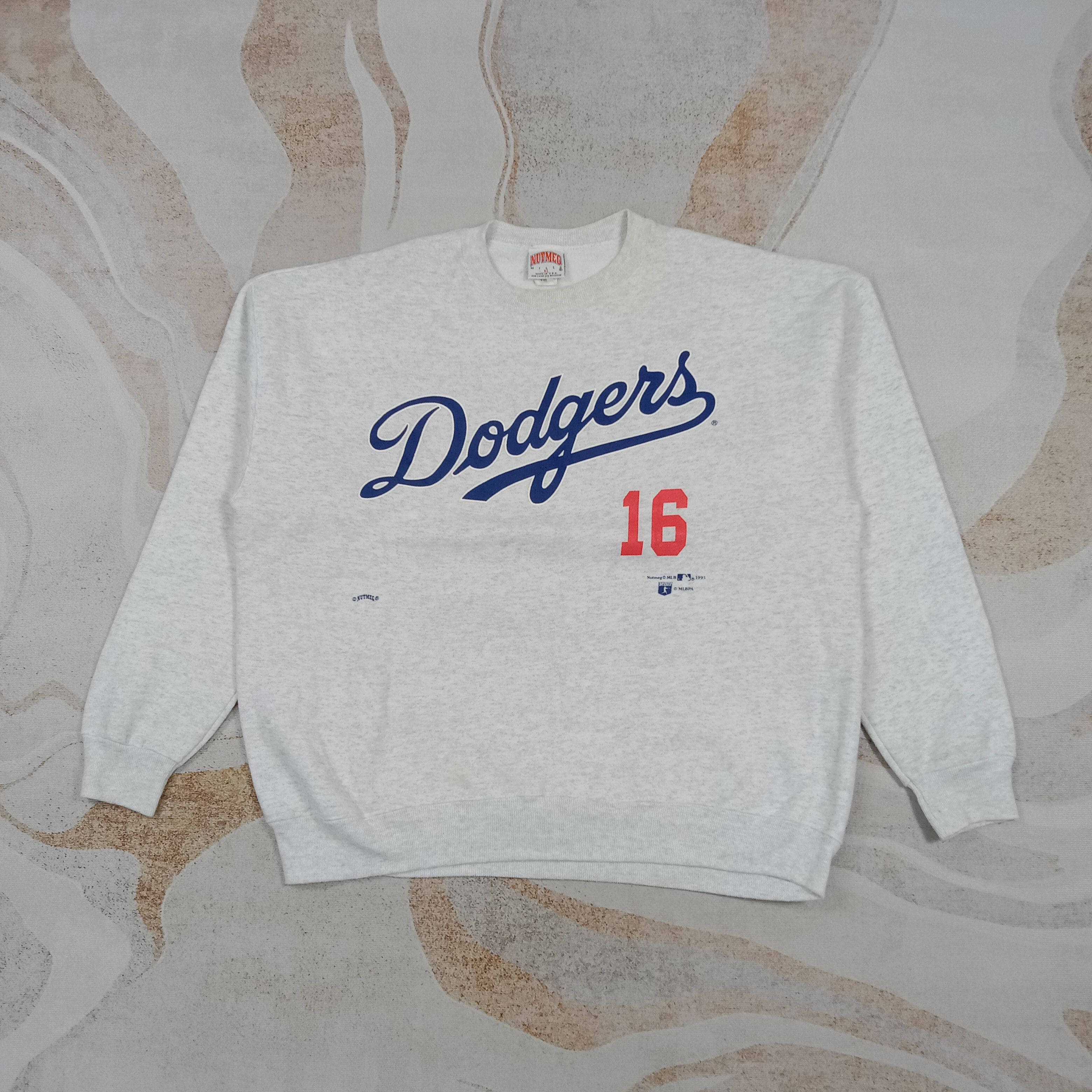 MLB Vintage 90's Nutmeg Dodgers Nomo Baseball Sweatshirt C282N14 Size US XL / EU 56 / 4 - 1 Thumbnail
