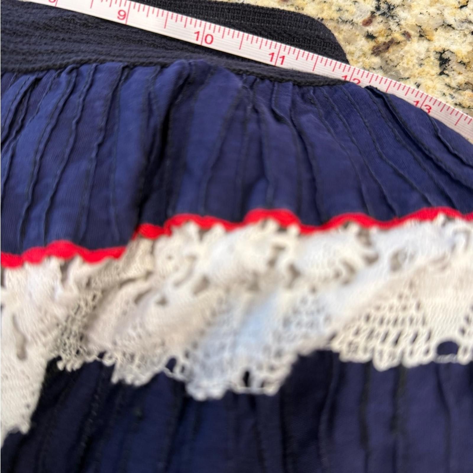 Other Handmade lace pleated ruffle midi skirt red white blue XS/SM Size 30" / US 8 / IT 44 - 4 Thumbnail