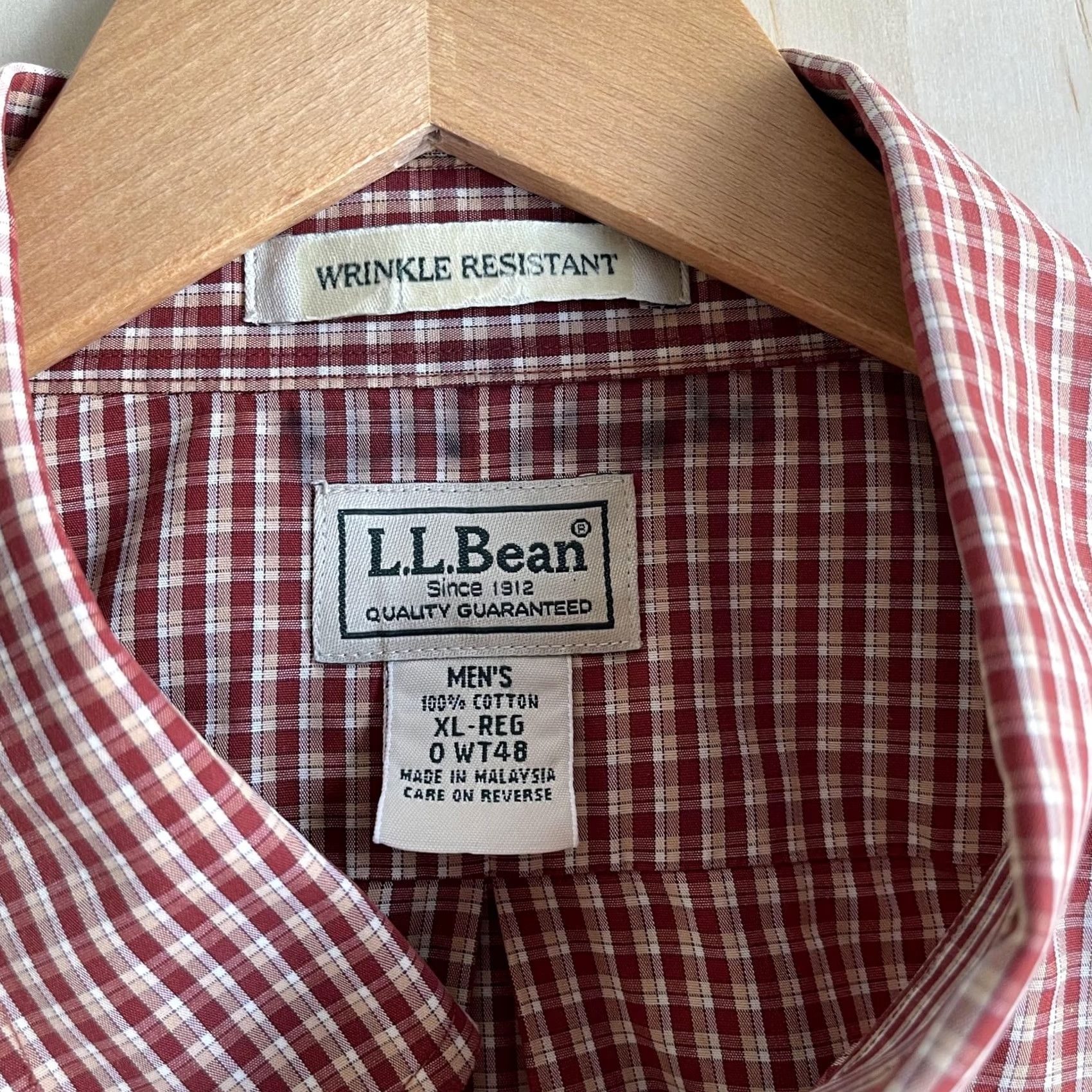 Vintage L.L. Bean Shirt Mens XL Red Check Long Sleeve Button Down Wrinkle Resistant Size US XL / EU 56 / 4 - 3 Thumbnail