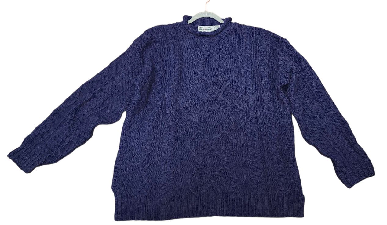 Aran Crafts ARAN CRAFTS Navy 100% Irish Merino Wool Sweater Cable Knit Size US XL / EU 56 / 4 - 4 Thumbnail