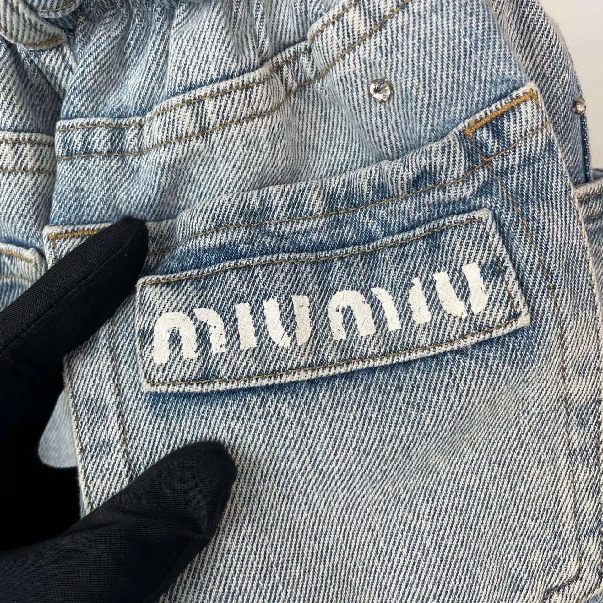 Miu Miu MIU MIU women's Blooming Denim Shorts 95 New 24 Size 24" / US 00 / IT 34 - 3 Thumbnail