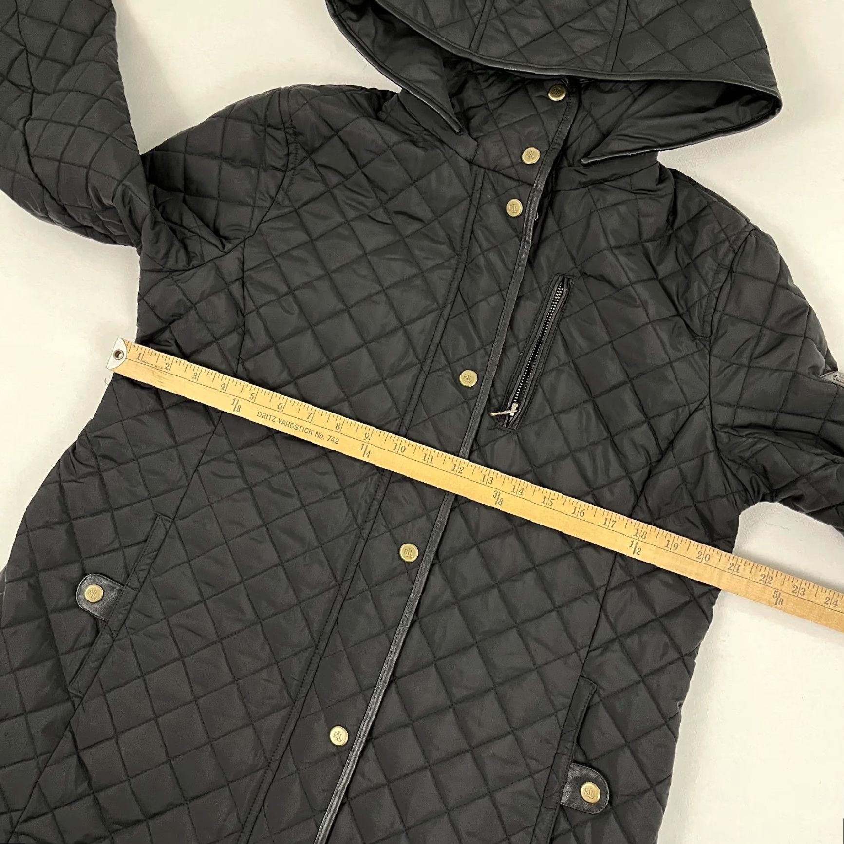 Ralph Lauren Lauren Ralph Lauren Jacket PL Black Quilted Hooded Faux Leather Trim Womens Size L / US 10 / IT 46 - 5 Thumbnail