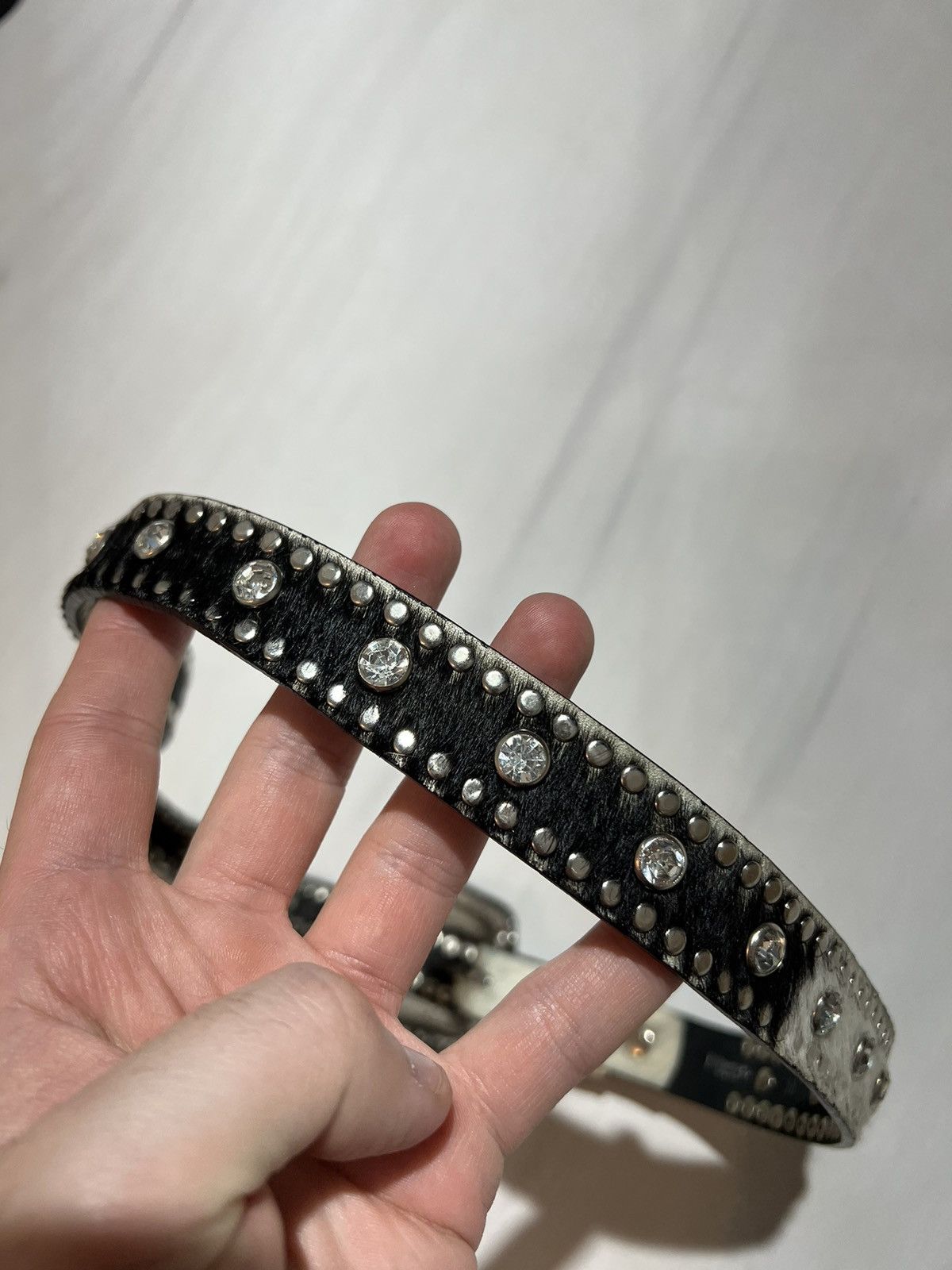 Hysteric Glamour × If Six Was Nine × Vintage Vintage Mohair / Fuzzy Y2K Leather Belt BB Simon style Size 28 - 5 Thumbnail