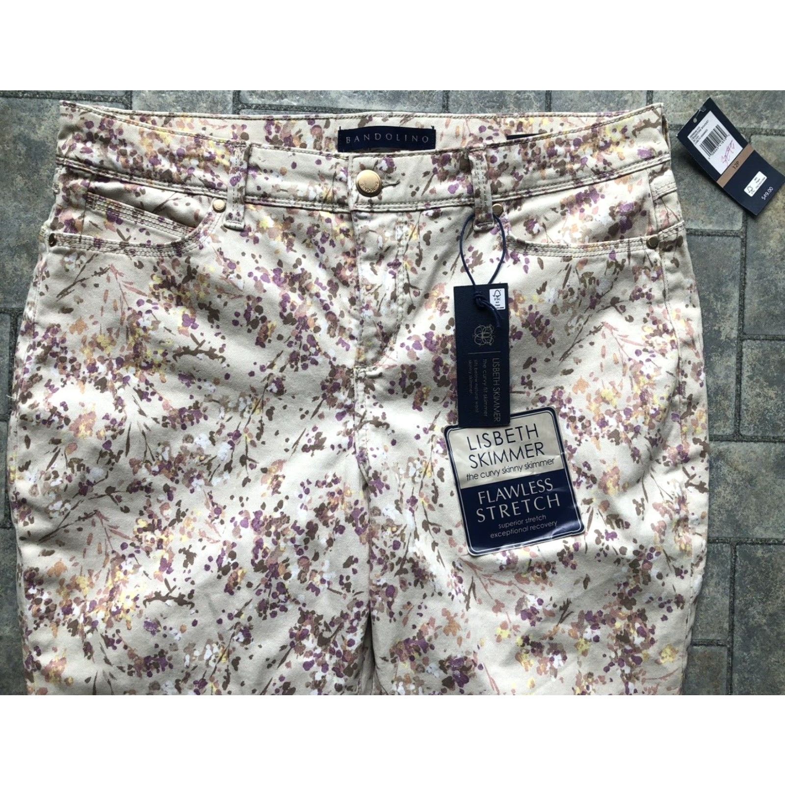 Vintage Bandolino Lisbeth Skimmer Pants Women 12P Flawless Stretch Bouquet Cream Size 34" / US 12 / IT 48 - 3 Thumbnail