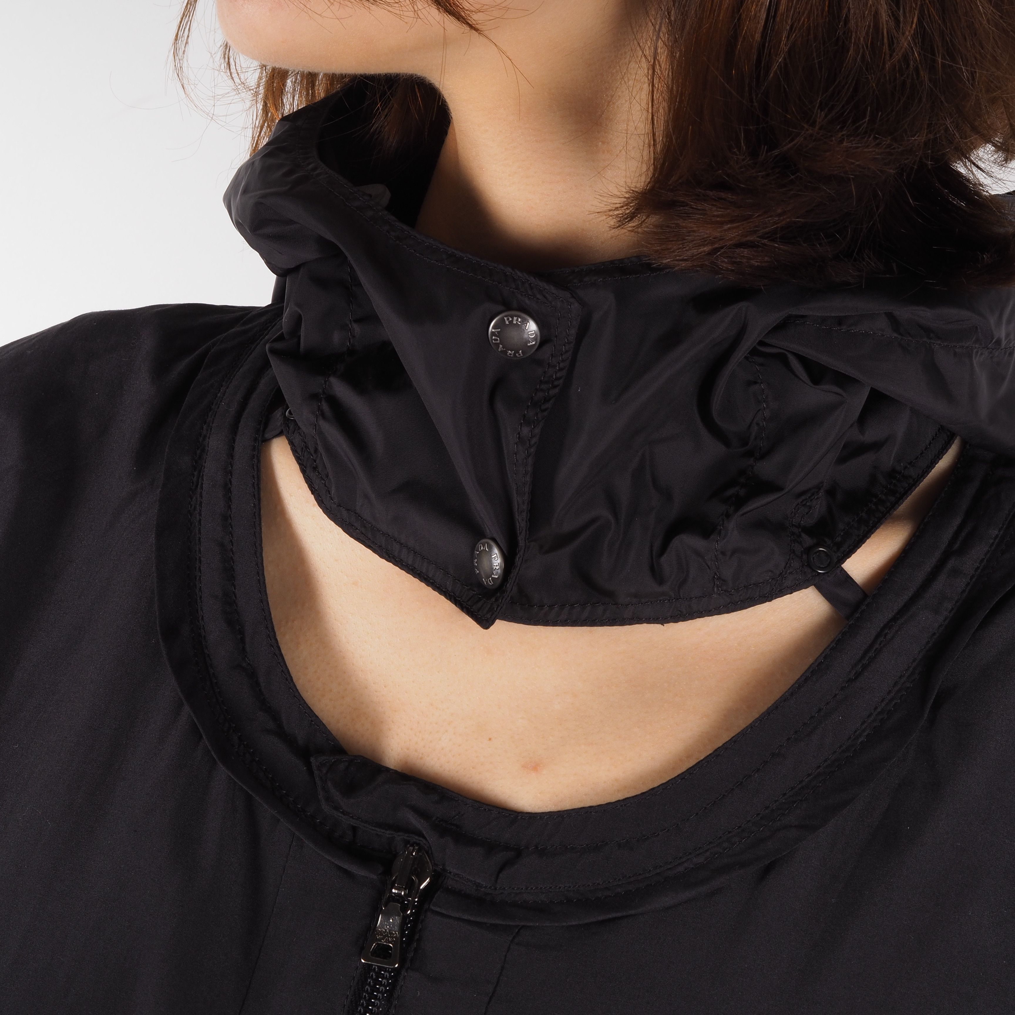 Prada Vintage Black Puff Sleeve Lightweight Zip Jacket