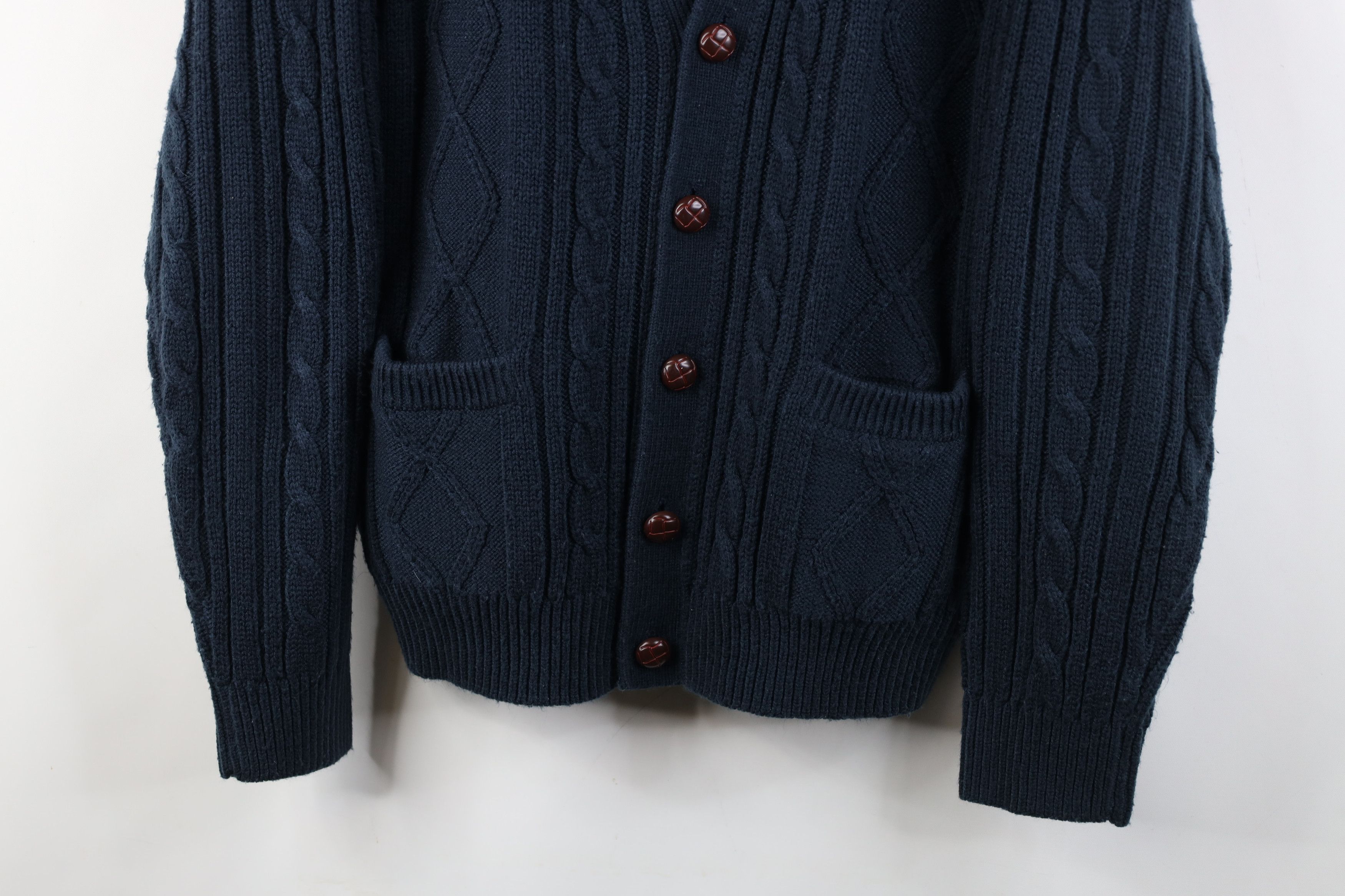 Vintage Vintage 90s Streetwear Cable Knit Fisherman Cardigan Sweater Size US L / EU 52-54 / 3 - 3 Thumbnail