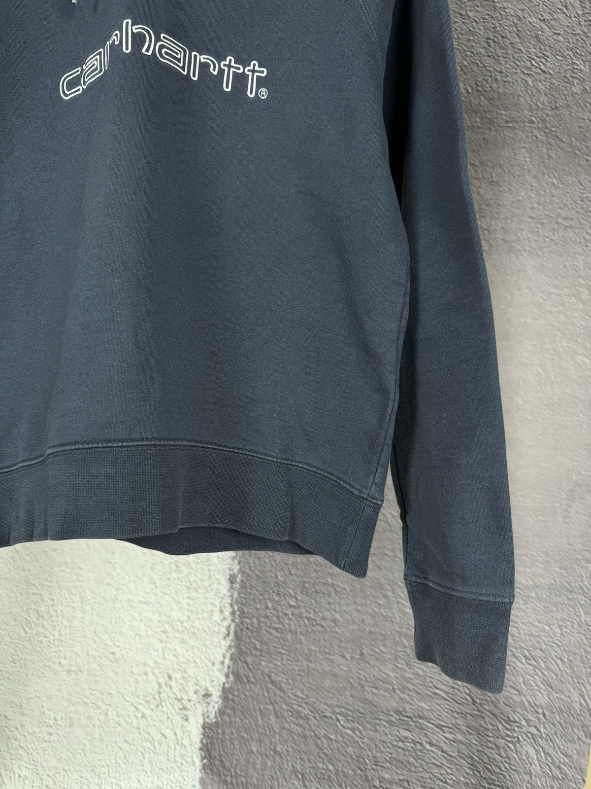 Carhartt × Vintage Carhartt vintage big embroidered logo blue hoodie Size L / US 10 / IT 46 - 8 Thumbnail
