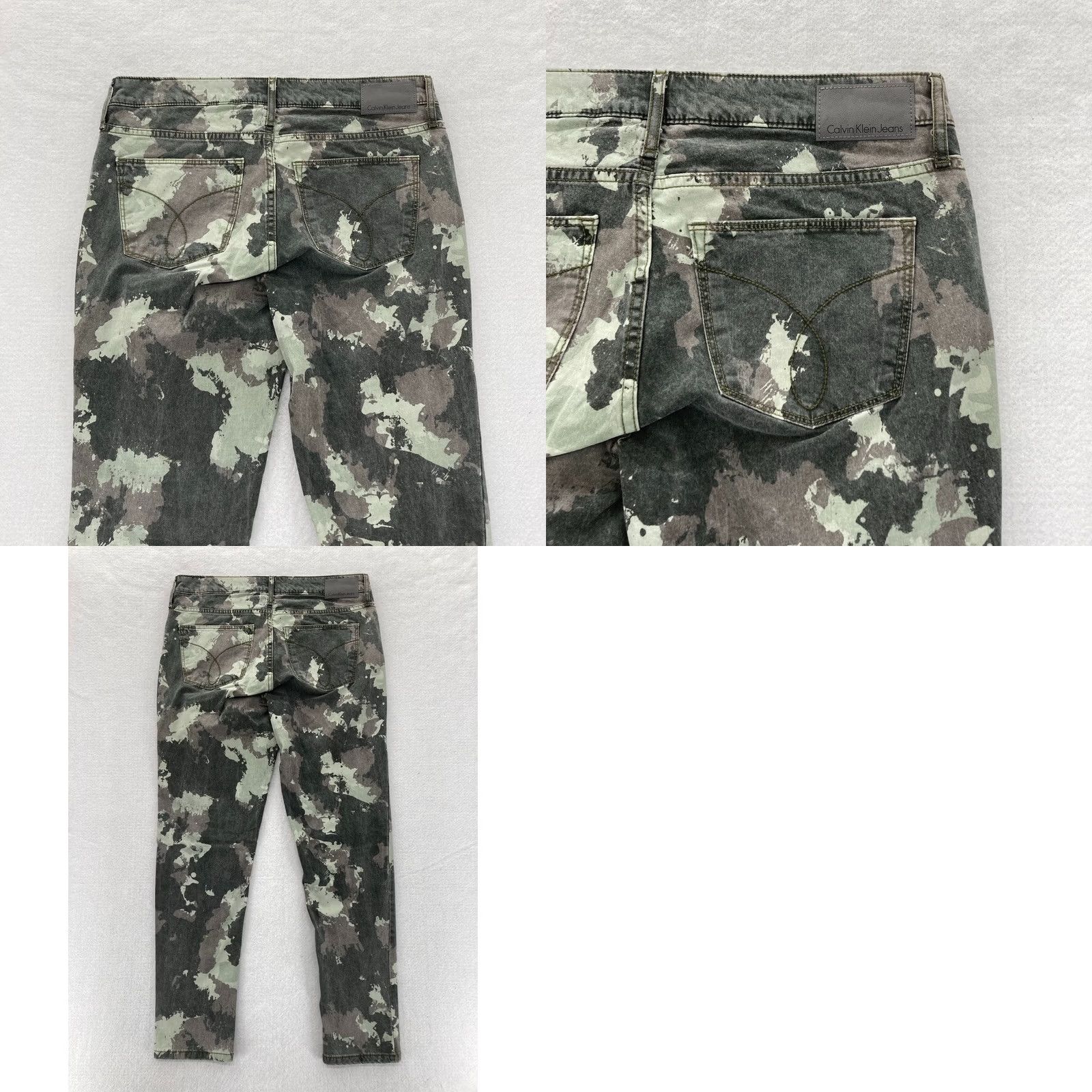 Calvin Klein Calvin Klein Jeans Women's Ankle Skinny Green Camouflage Stretch Denim Pants 30 Size 30" / US 8 / IT 44 - 9 Thumbnail