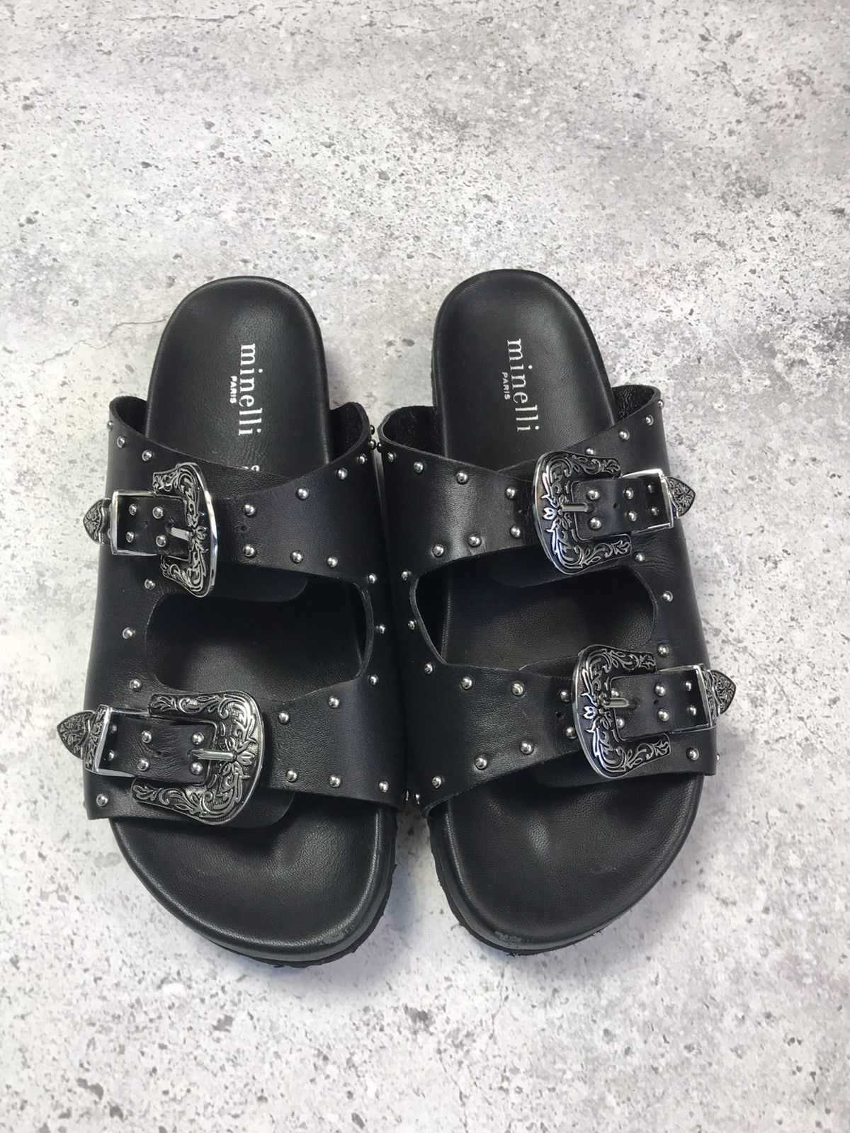 Japanese Brand Minelli Black Mule Toga Style Sandals Size US 8 / IT 38 - 2 Thumbnail