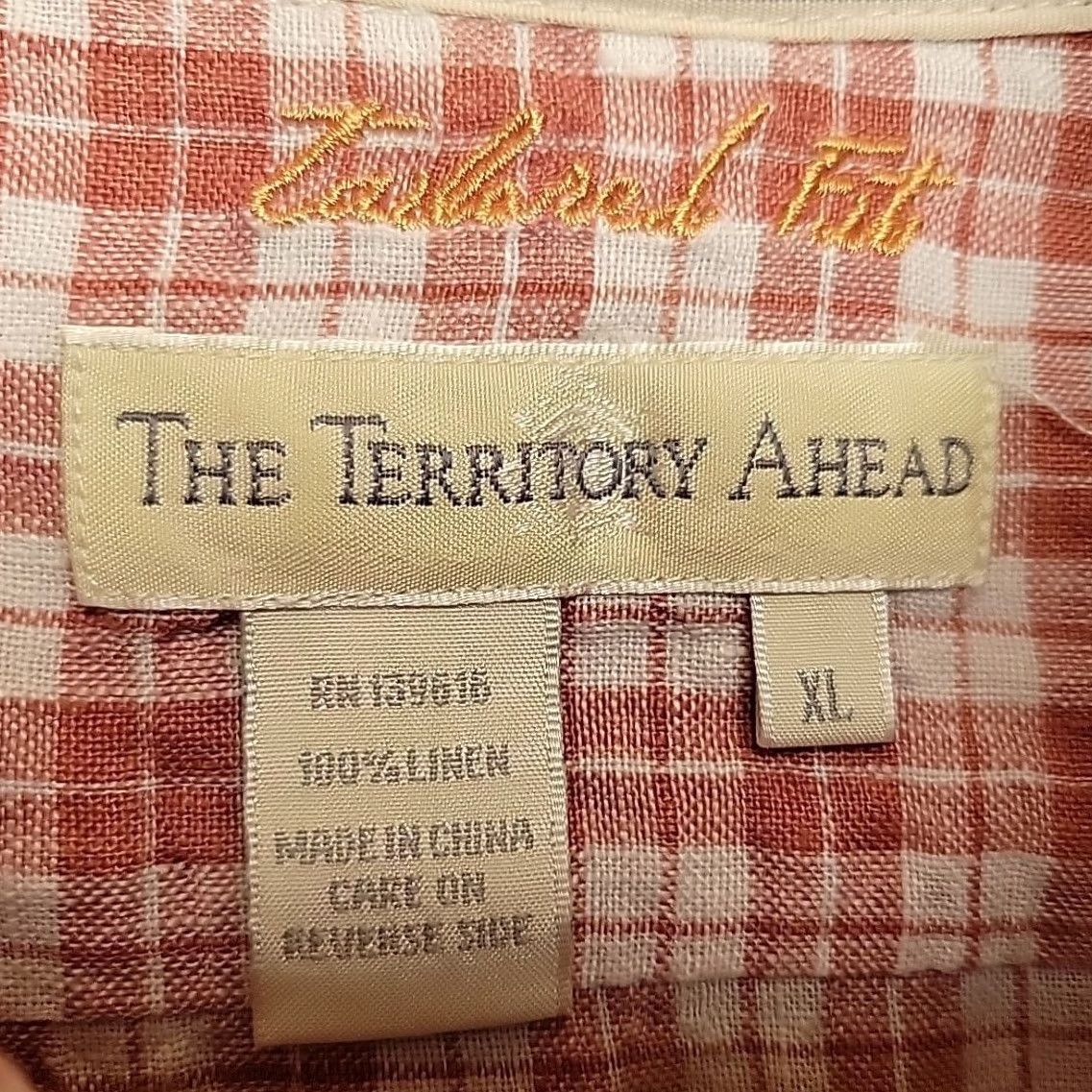 The Territory Ahead The Territory Ahead Shirt Men XL Brick Red Plaid 100% Linen Long Sleeve Button-Up Collared Pocketed Casual Travel Size US XL / EU 56 / 4 - 3 Thumbnail