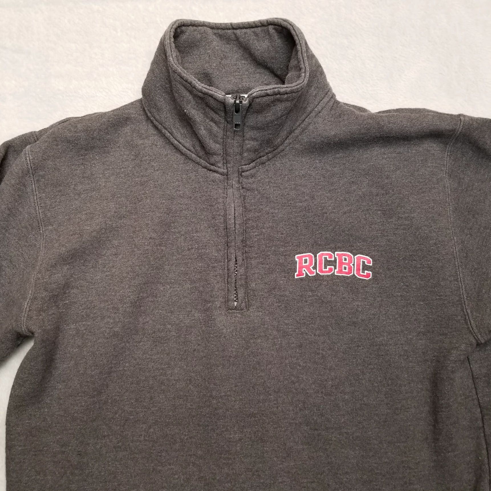 Champion VINTAGE Champion Sweater Mens Small Gray Quarter Zip Cotton Blend Pullover RCBC Logo Size US S / EU 44-46 / 1 - 2 Thumbnail