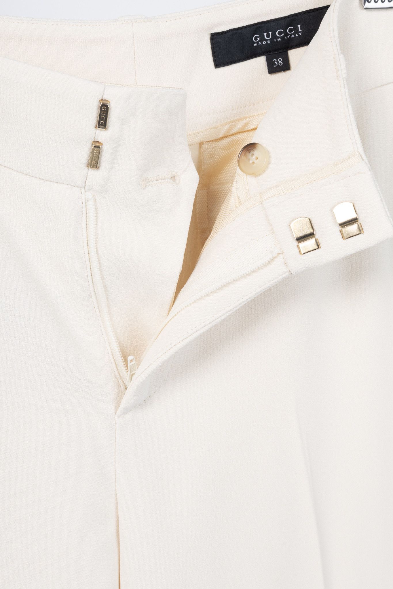 Gucci Gucci Cream Crepe Straight-Leg Holiday Trousers Size 26" / US 2 / IT 38 - 8 Thumbnail