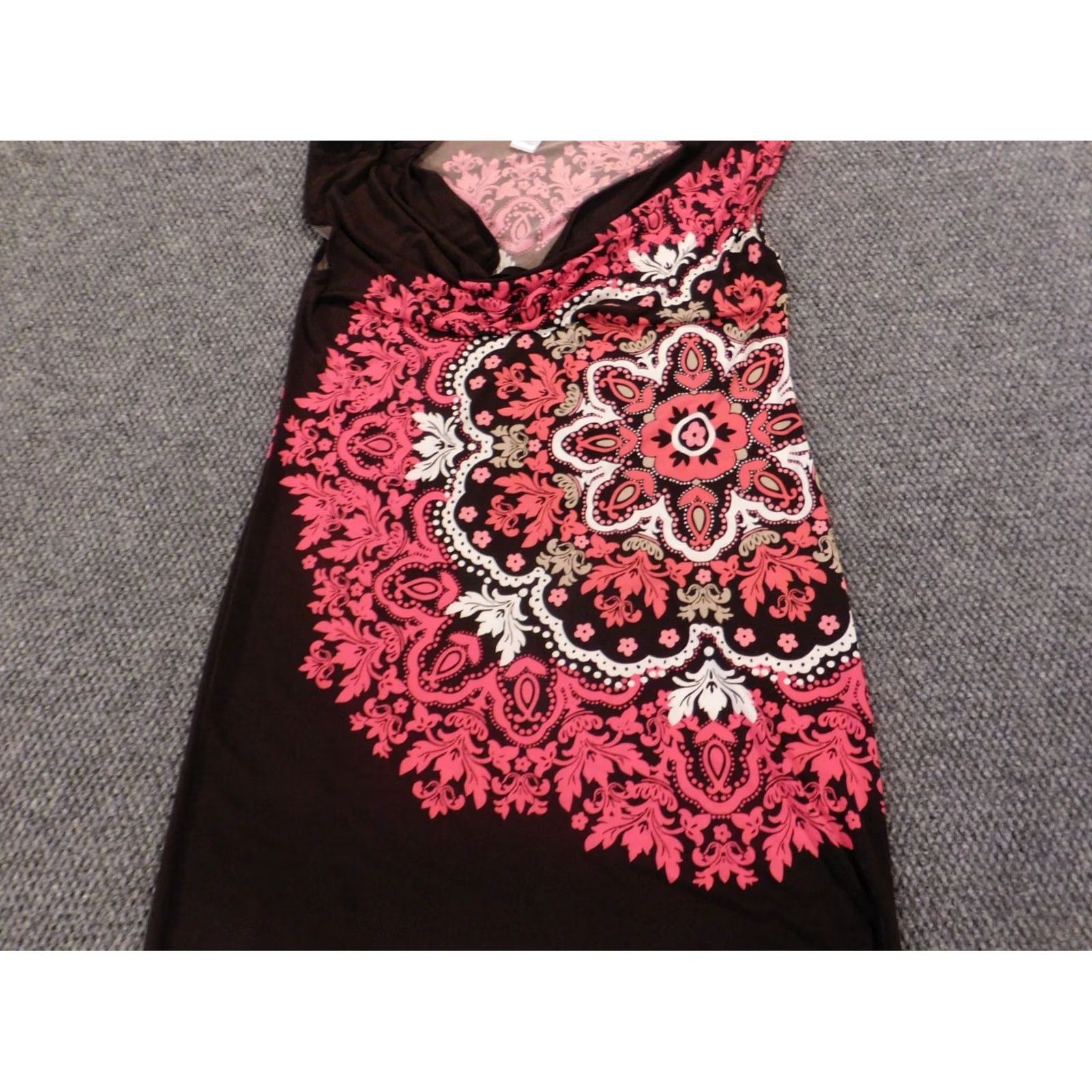 MAGGY LONDON Maggy London Womens Dress A-Line Midi Floral Sleeveless Black 10 Knit Polyester Crochet Mock Neck Zip Summer Size L / US 10 / IT 46 - 3 Thumbnail