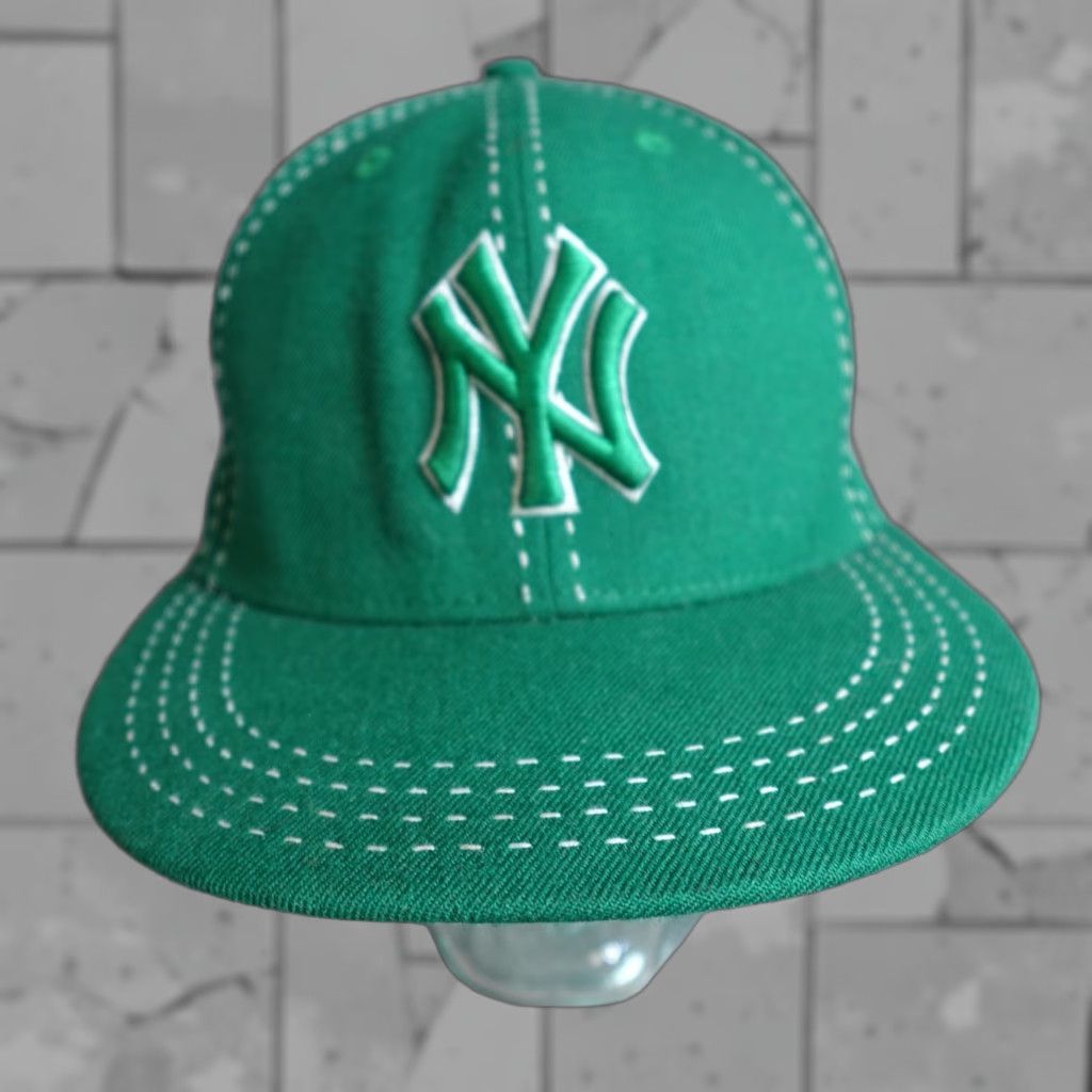 New Era New Era New York Yankees Hat Green Fitted 7 5/8 Wool Baseball Cap Mens 100% Wool Knitted Stitching St. Patrick's Pin Tight Fit Vintage No Size ONE SIZE - 1 Thumbnail