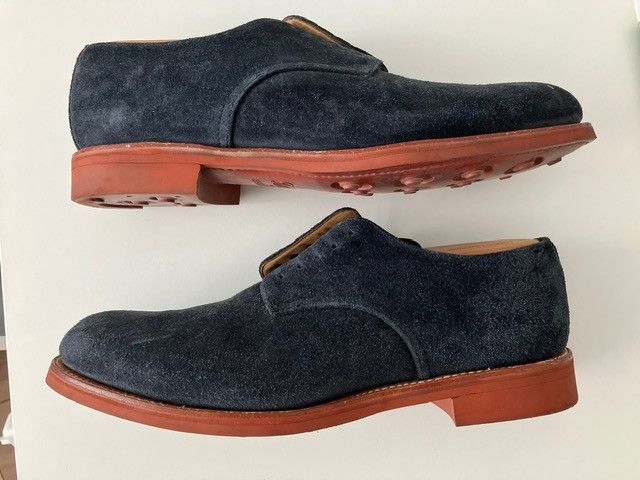 Beams Plus Beams Plus Cardiff Blue Suede Dress shoes, Size 9.5, England Size US 9.5 / EU 42-43 - 3 Thumbnail