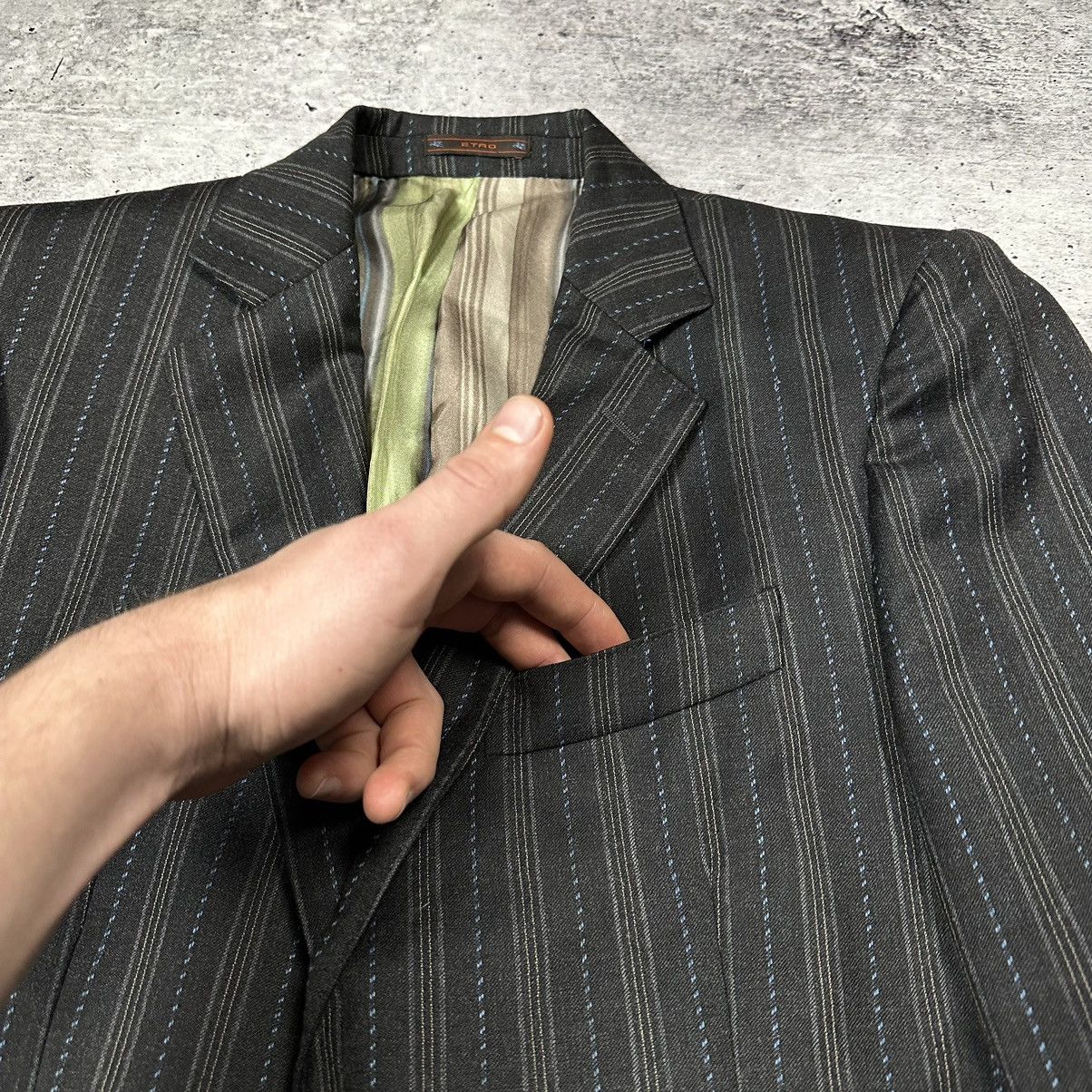 Designer × Etro Etro Milano Jacket Blazer Stripes Wool Lana Brown Men’s Size 48R - 8 Thumbnail