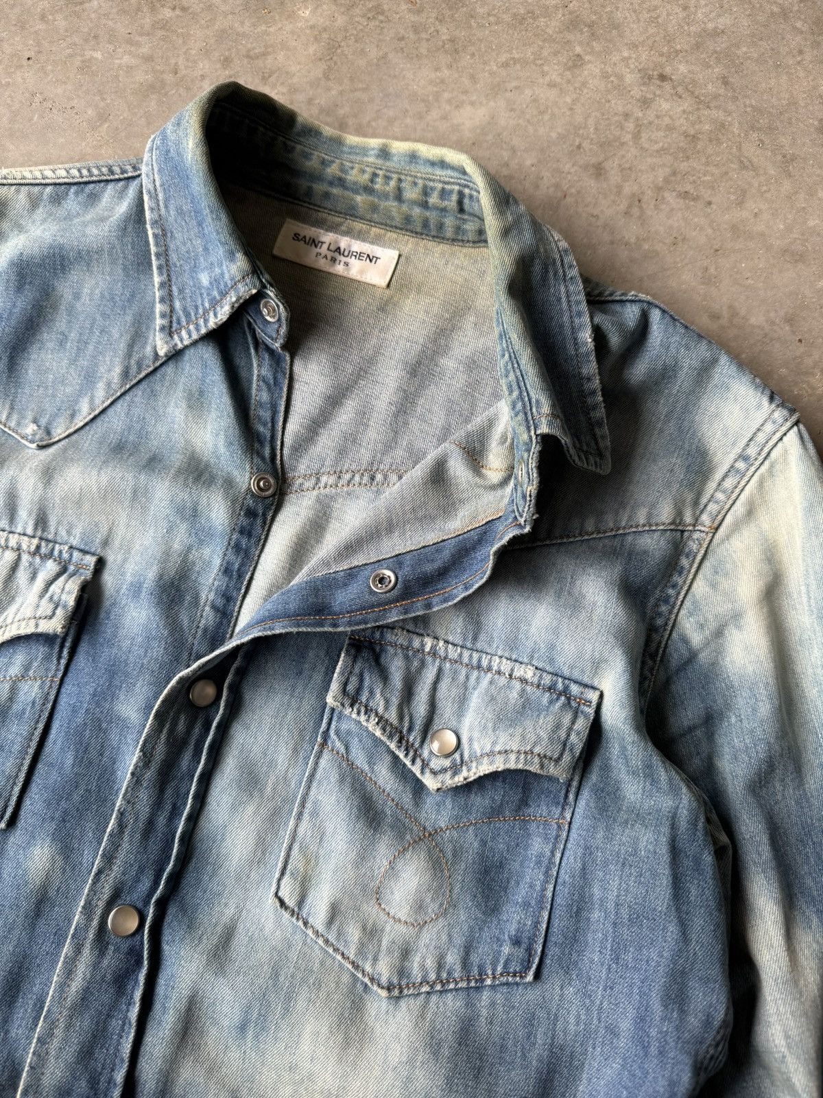 Saint Laurent Paris Saint Laurent Paris SS17 Bleached & Distressed Western Shirt Size US XS / EU 42 / 0 - 9 Thumbnail