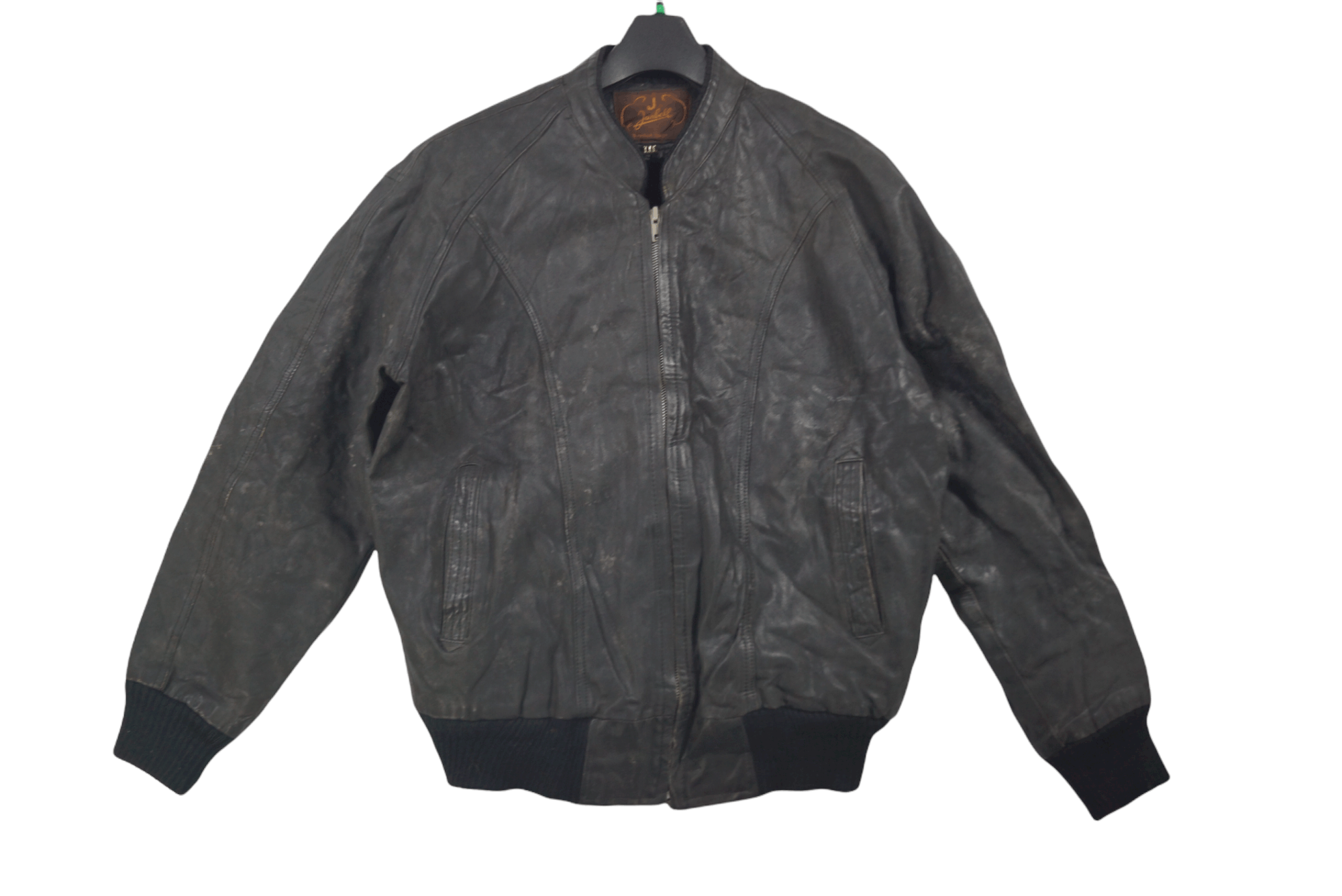 Rare!! Vintage Janbell Zipper Leather Jacket Bomber Style