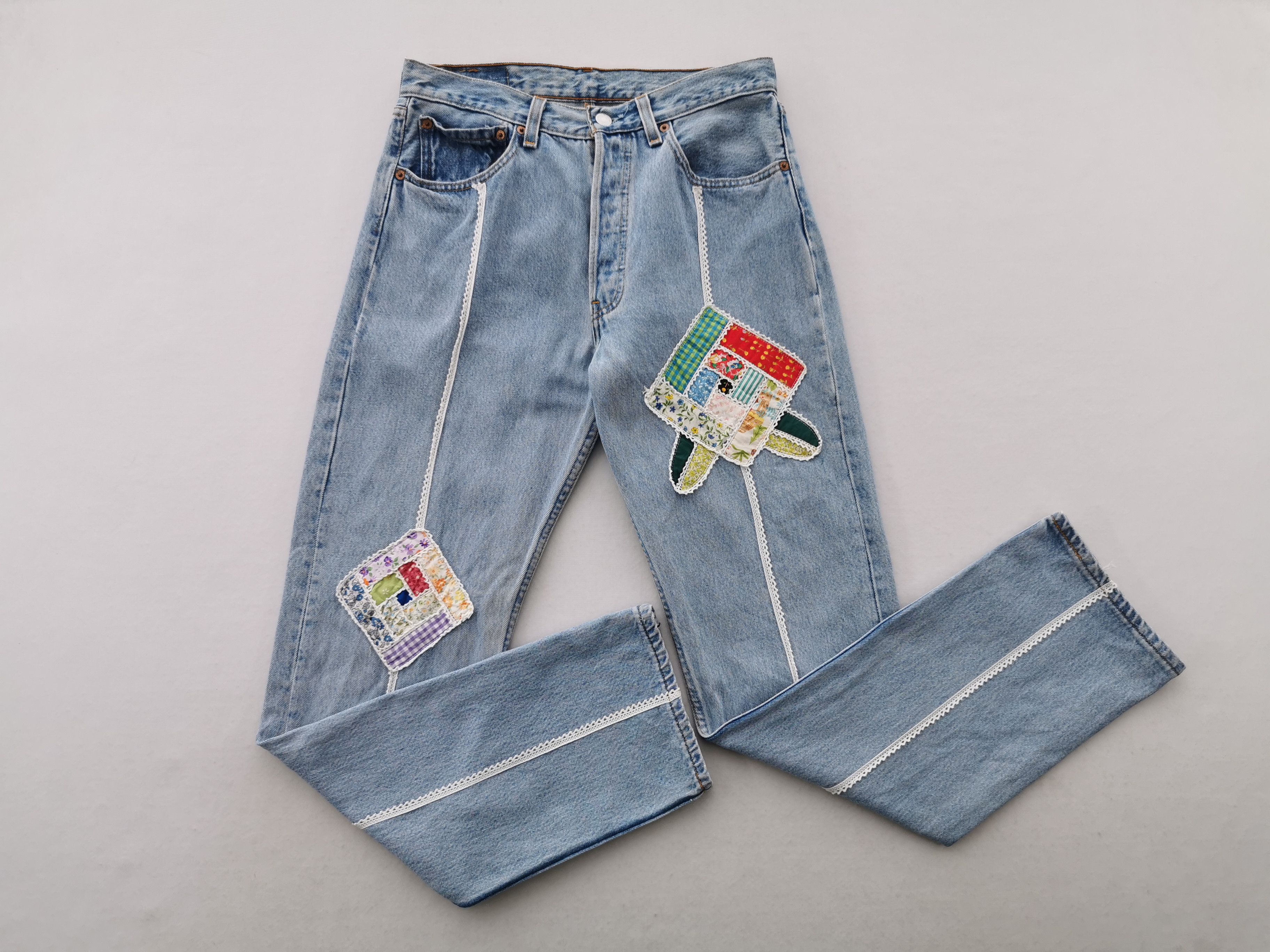Levi's Vintage 90s Levis Lot 501 x Hana To Guitar Painting Denim Size US 31 - 1 Thumbnail