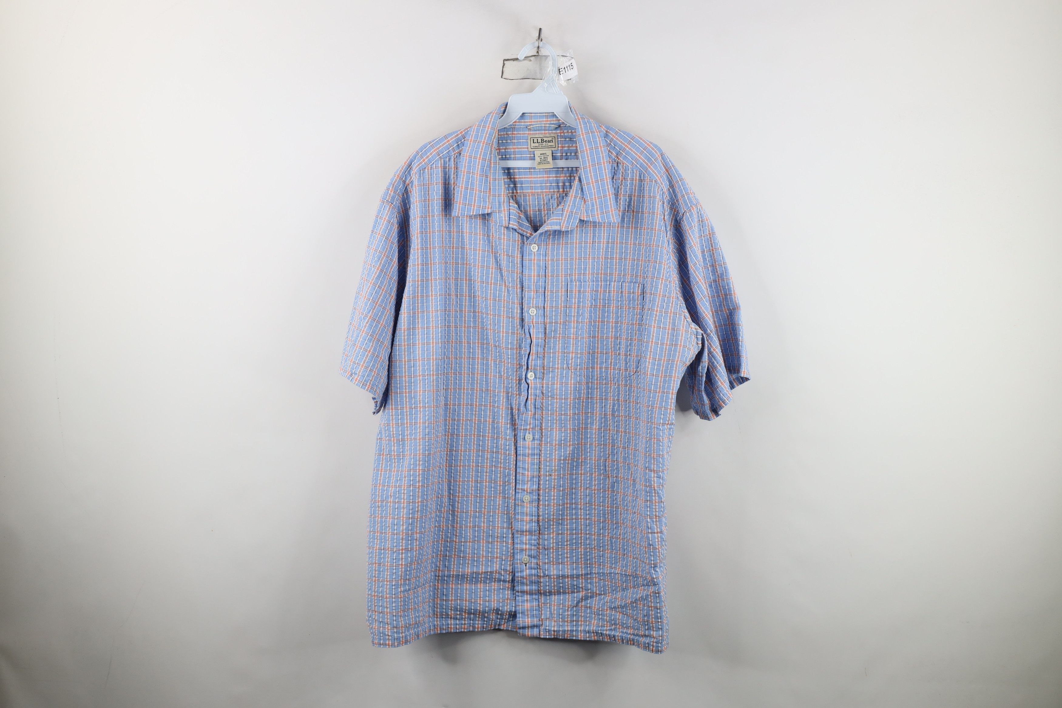 L.L. Bean Vintage LL Bean Seer Sucker Short Sleeve Button Shirt Plaid Size US XL / EU 56 / 4 - 1 Thumbnail