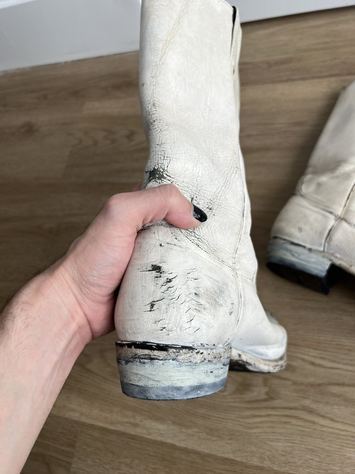 Maison Margiela SS00 White Painted Cowboy Boots Size US 9 / EU 42 - 11 Thumbnail