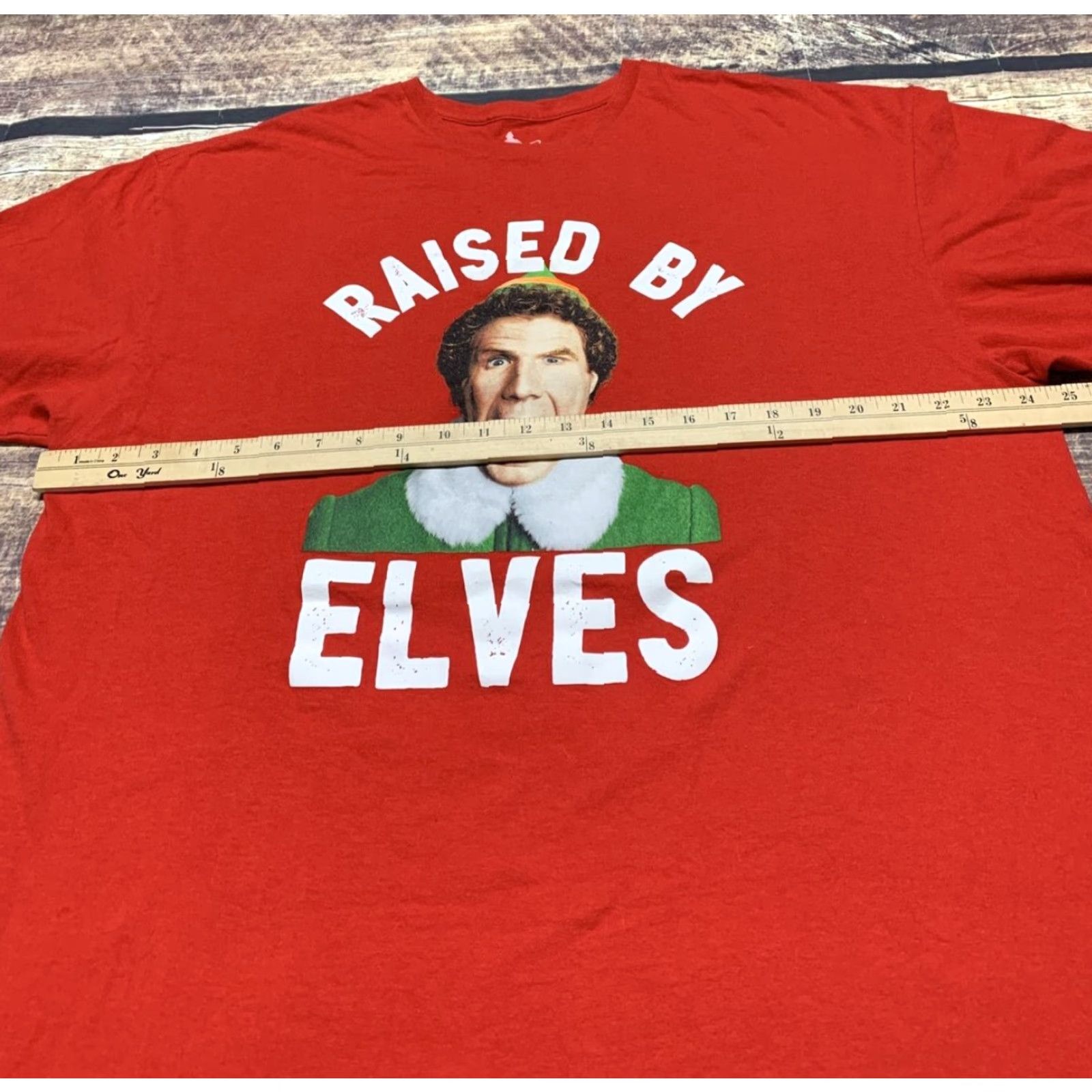 Vintage Buddy Elf "Raised by Elves" Christmas TShirt Red Mens 2XL Shirt Christmas Elf Movie Logo Graphic Print Size US XXL / EU 58 / 5 - 6 Thumbnail