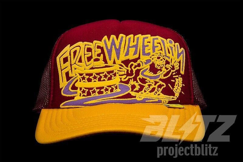 Kapital KAPITAL FREE WHEELIN TRUCKER CAP HAT BURGUNDY YELLOW Size ONE SIZE - 2 Thumbnail