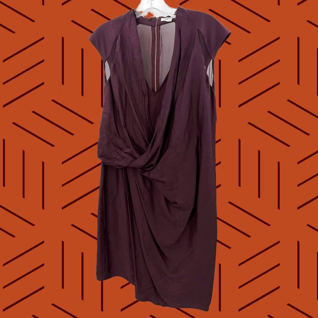 Helmut Lang Helmut Lang Dress Size 6 Purple Short Sleeve Short Pre-Owned Size 28" / US 6 / IT 42 - 1 Thumbnail