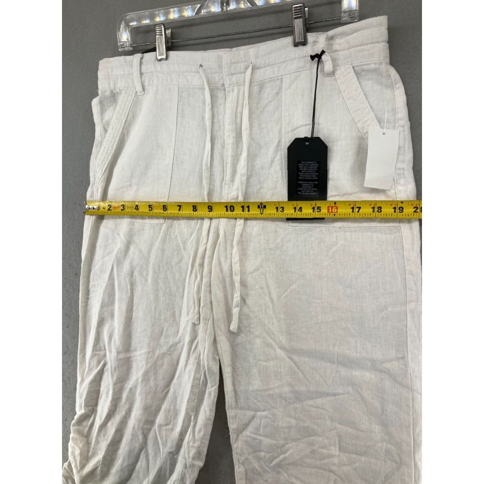 Vintage Kensie Girl White Linen Capri Pants Womens Size 10 Straight Leg Adjustable Waist Beach Style Size 32" / US 10 / IT 46 - 3 Thumbnail