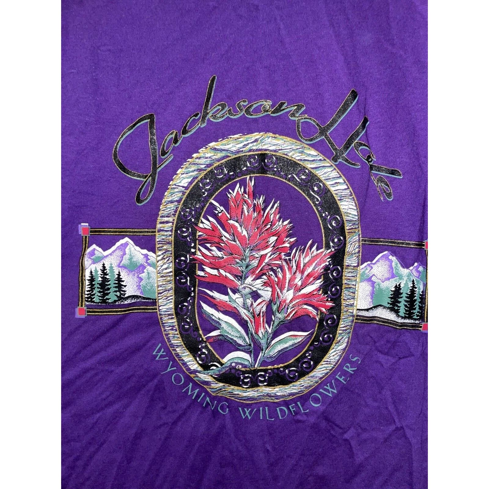 Jerzees Vintage Jackson Hole Shirt Wyoming Wildflowers 90s Tee VTG L Size US L / EU 52-54 / 3 - 2 Thumbnail