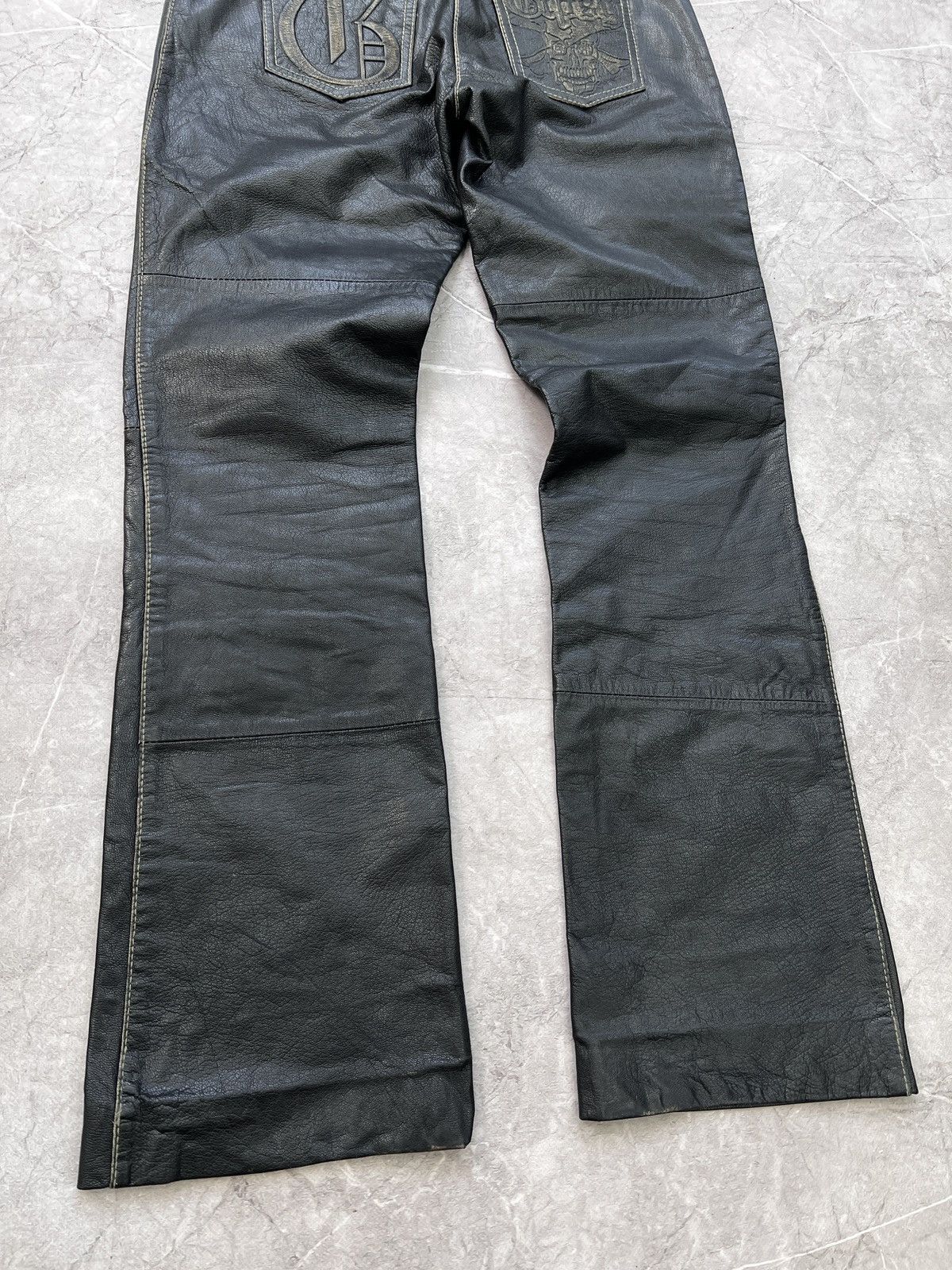 14th Addiction × Vintage VINTAGE zipper 14thaddiction style moto leather 90s pants Size US 30 / EU 46 - 11 Thumbnail