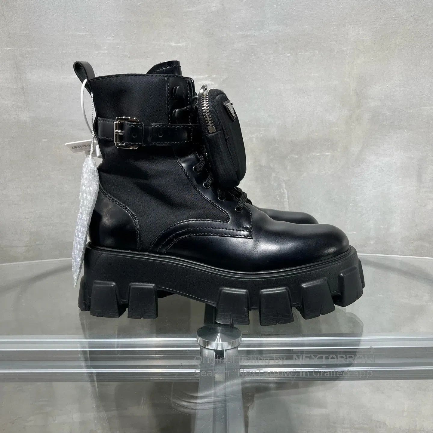 Prada Prada Monolith triangular marker, high-cut thick-soled boo Size US 7.5 / IT 37.5 - 4 Thumbnail
