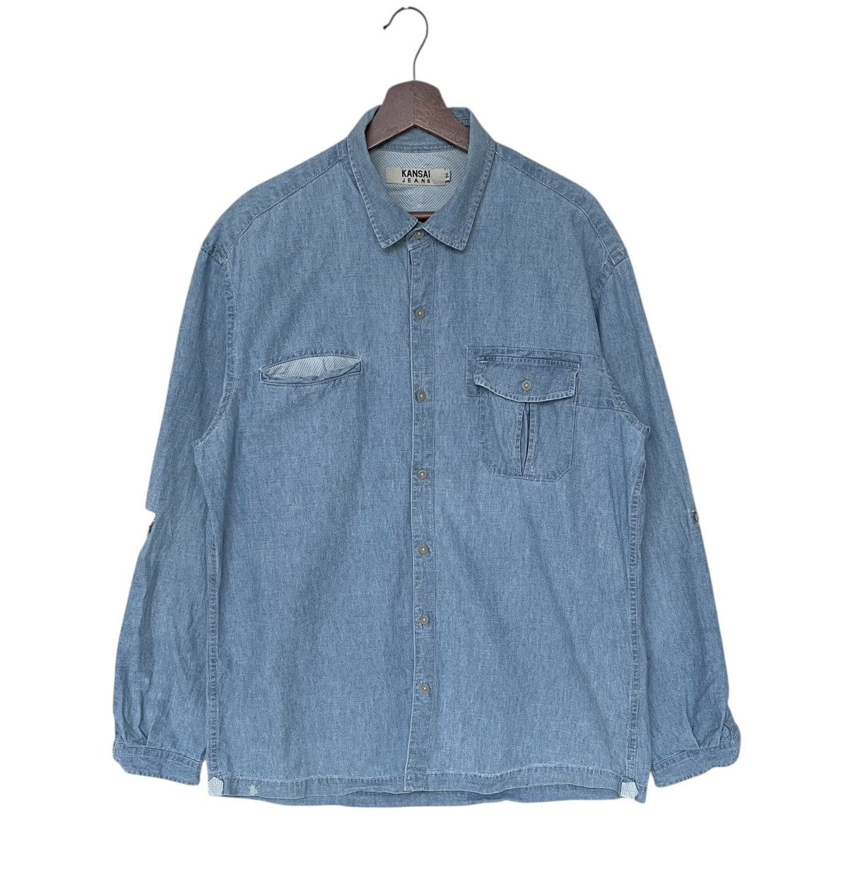 Kansai Yamamoto × Vintage × Yohji Yamamoto Vintage Japanese Brand Kansai Yamamoto Denim Shirt 1990s Size US M / EU 48-50 / 2 - 1 Thumbnail