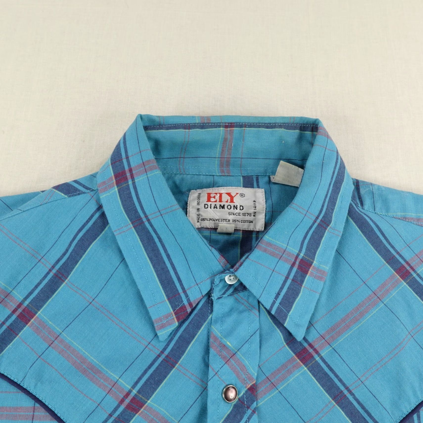 Vintage VINTAGE Ely Diamond Shirt Mens Large Blue Plaid Western Pearl Snap Rodeo Ranch Cowboy Outdoor Button-Up Size US L / EU 52-54 / 3 - 2 Thumbnail