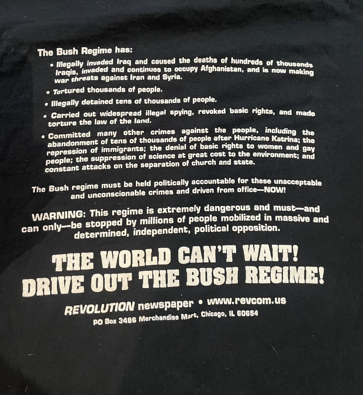 Fruit Of The Loom Y2K Anti-Bush Regime RevCom Political Tee Size US M / EU 48-50 / 2 - 3 Thumbnail