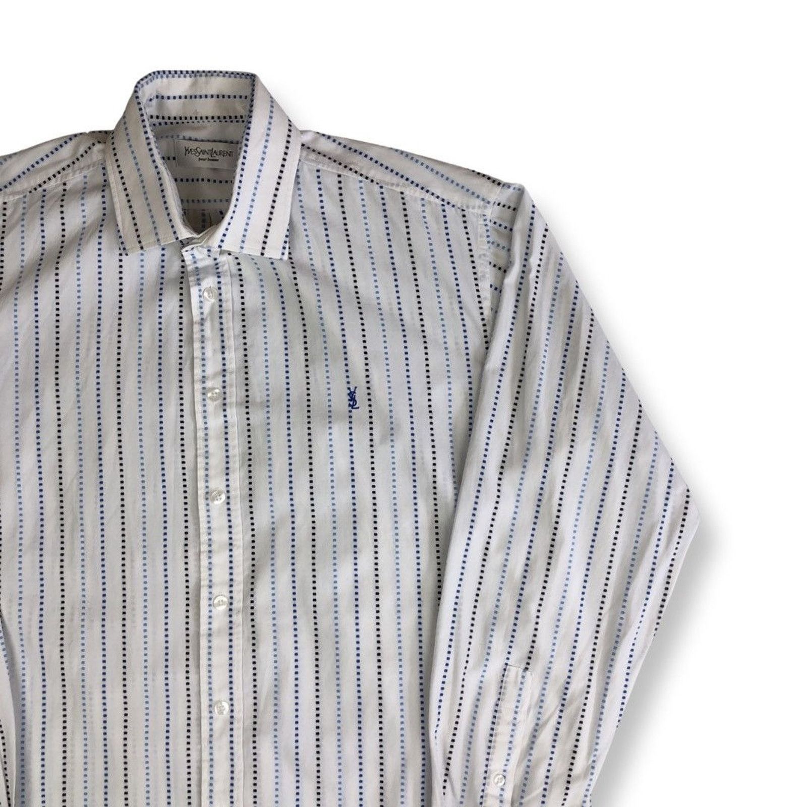 Yves Saint Laurent YSL Logo White Shirt Yves Saint Laurent Vintage Size US XL / EU 56 / 4 - 2 Thumbnail