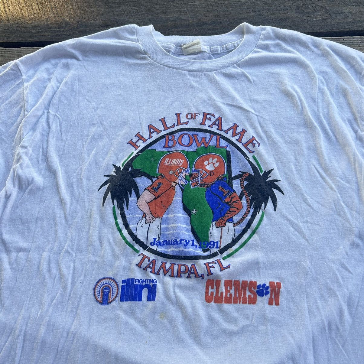 NCAA Vintage 1991 Clemson Tigers V Illinois College T Shirt Size US XL / EU 56 / 4 - 3 Thumbnail