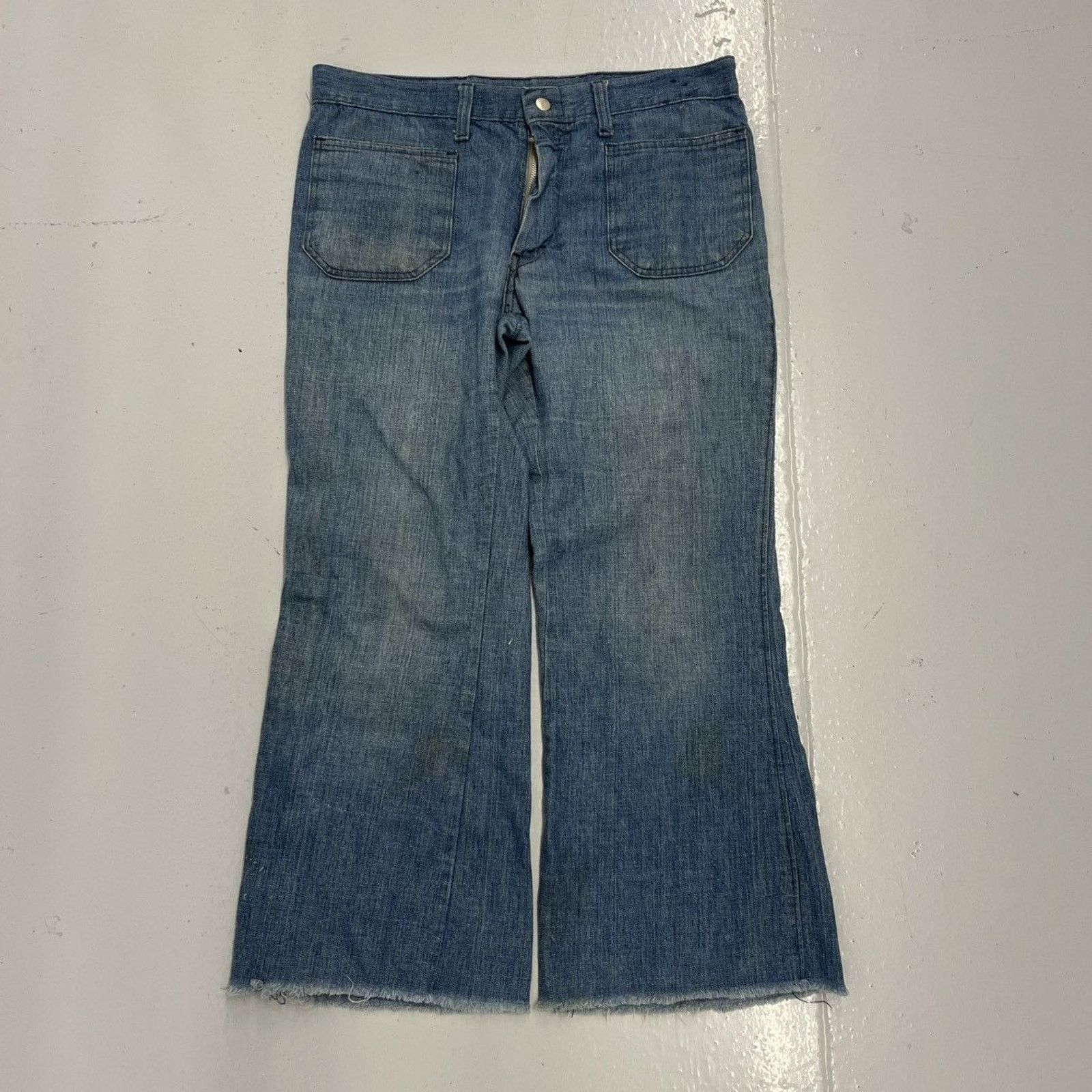 Other Vintage 70s Blue Seafarer Low Rise Bell Bottom Jeans 32x26 Size US 32 / EU 48 - 1 Thumbnail