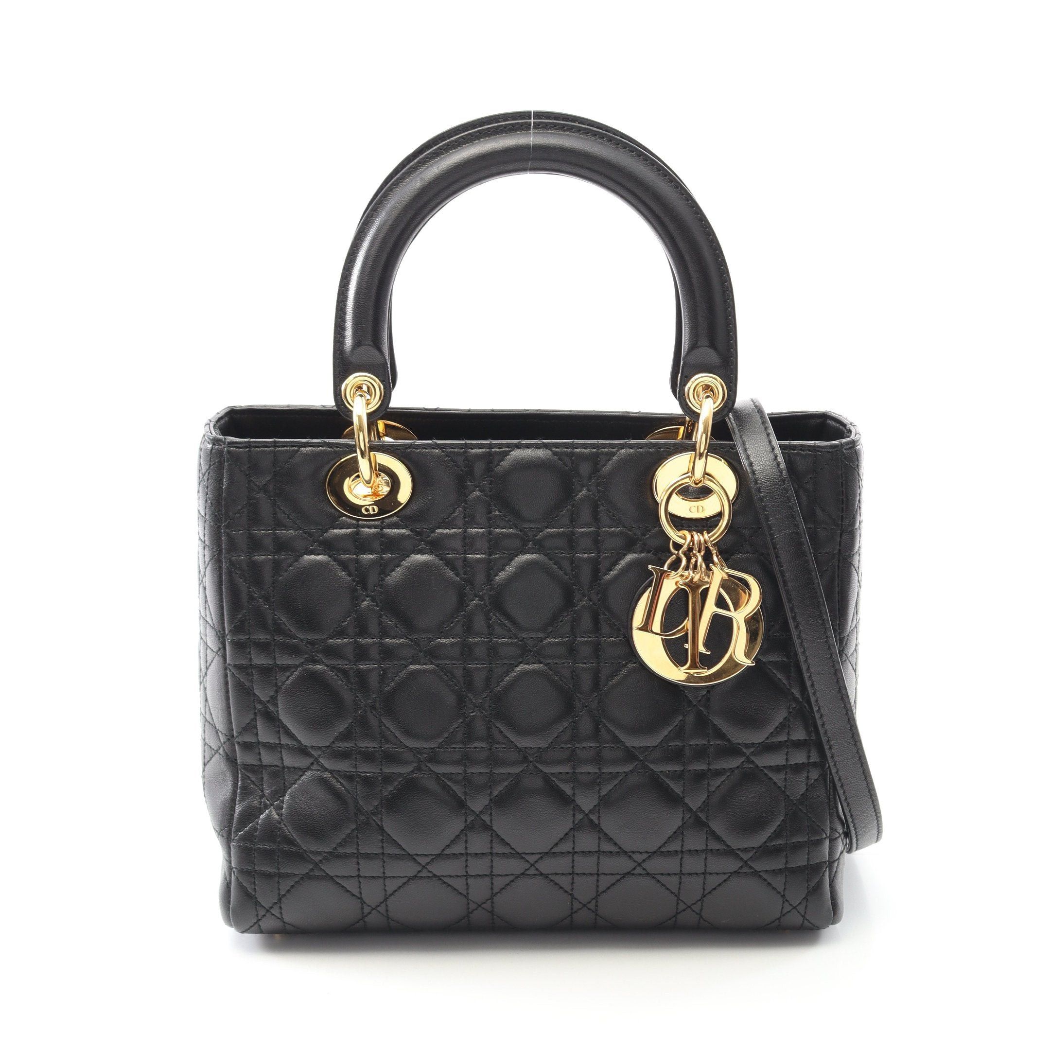 Dior Lady Dior Handbag Leather Black