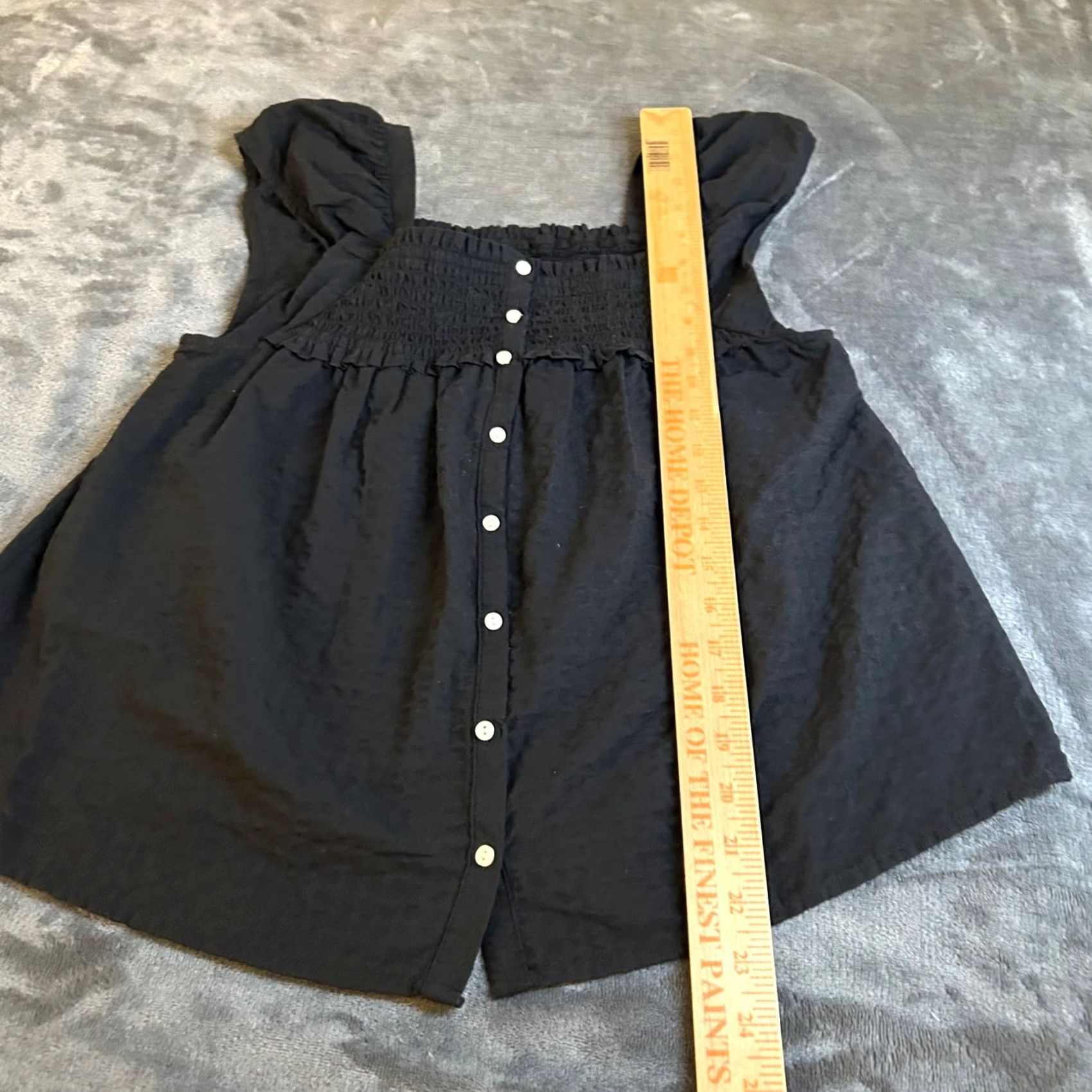 Old Navy Old Navy Black Button Up Smocked Top Ruffle Sleeve Square Neckline Womens Small Size S / US 4 / IT 40 - 7 Thumbnail
