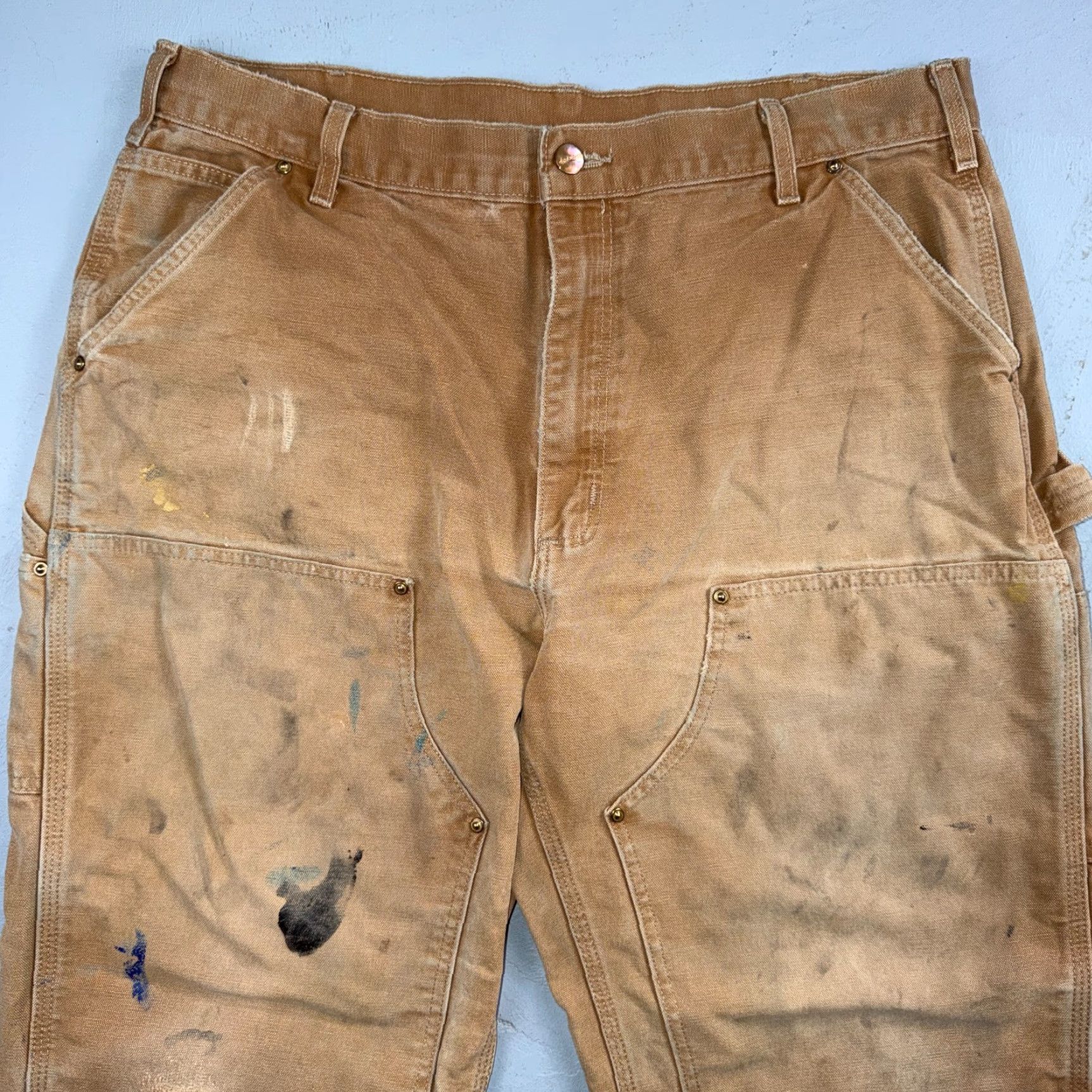 Carhartt VINTAGE Carhartt Pants Carpenter 36 Brown Brown 36x28 Carhartt VTG Double Knee USA 5-Pocket Design Mens Size US 36 / EU 52 - 2 Thumbnail