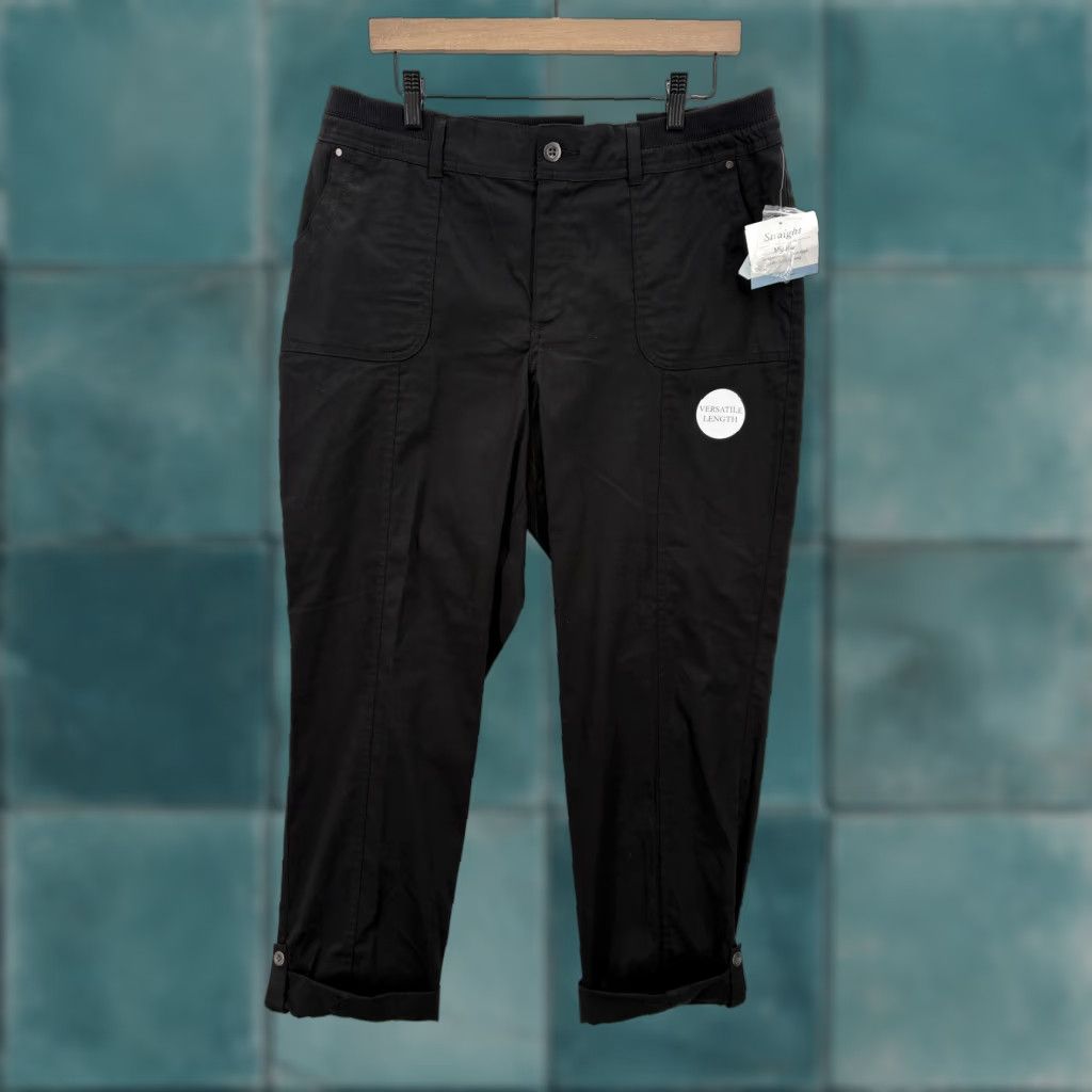 Croft & Barrow Croft & Barrow Pants Womens 14 Black Straight Mid Rise Comfort Waist Stretch NWT Size 36" / US 14 / IT 50 - 1 Thumbnail
