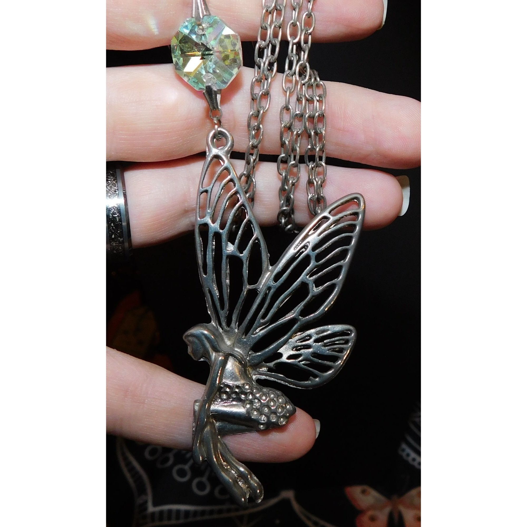 Other Fairycore Silver Tone Fairy Pendant Necklace With AB Gem Acc Size ONE SIZE - 4 Thumbnail