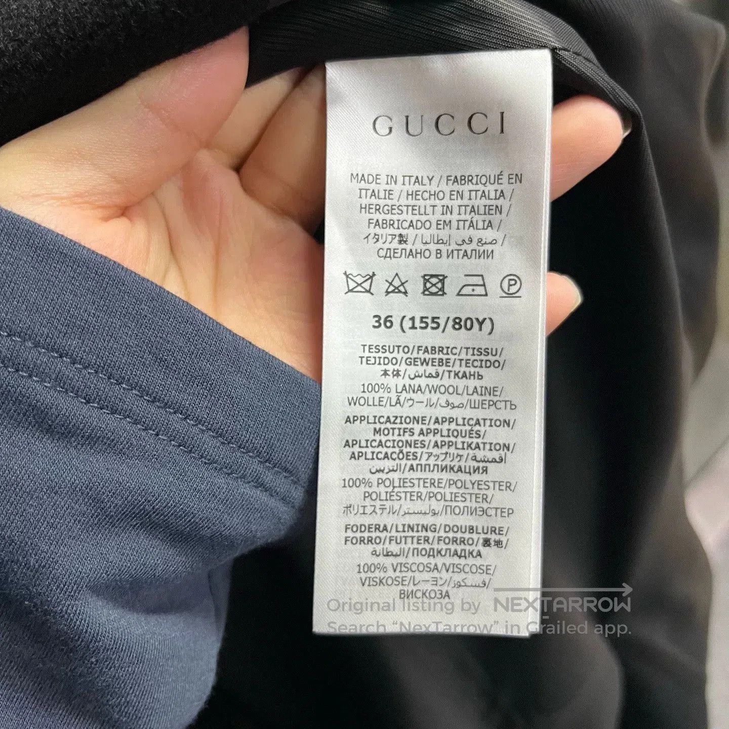 Gucci Gucci Black Logo Embroidery Wool Coat. Size XS / US 0-2 / IT 36-38 - 3 Thumbnail